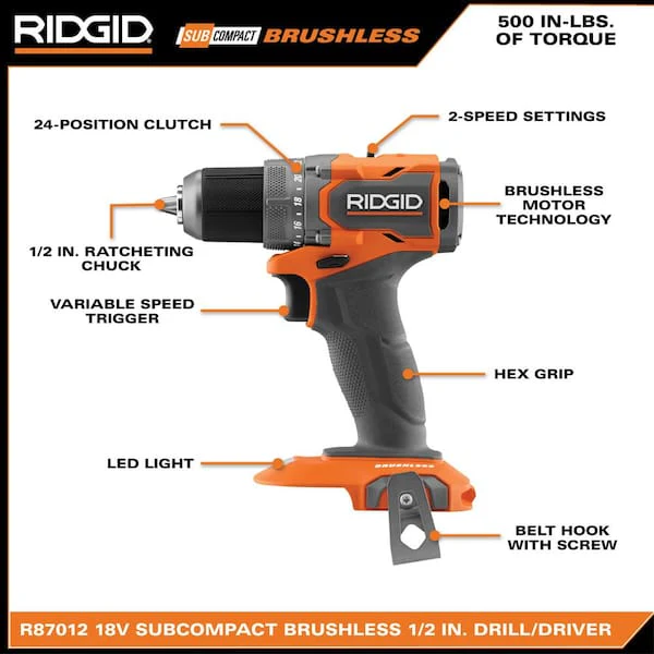 18V SubCompact Brushless 2-Tool Combo Kit with Drill/Driver, Impact Driver, (2) 2.0 Ah Batteries, Charger, and Tool Bag - Image 3