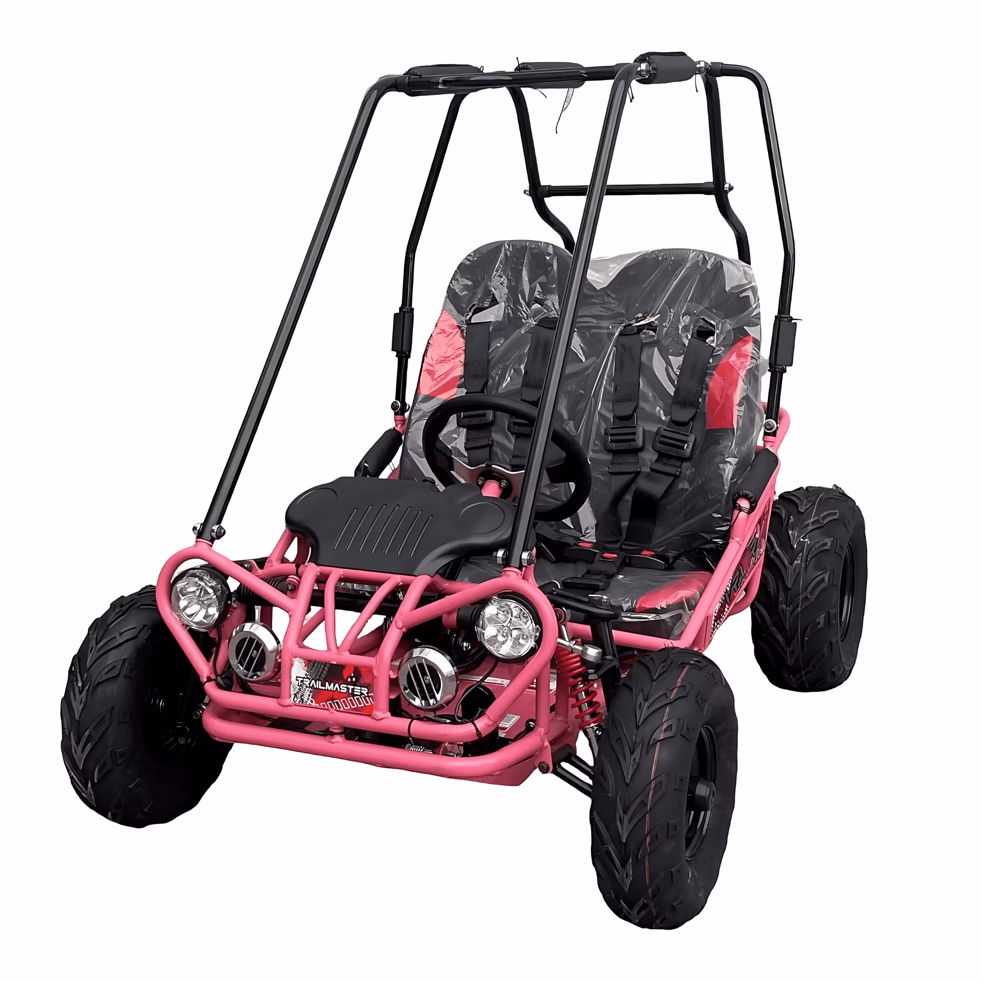 Trailmaster Ultra Mini XRX+ Go Kart Buggy, High Back Seats, Adjustable for Younger Riders, Throttle Limiter and Kill Remote. with Pre - Assembled Version Now! (Plus, Red)