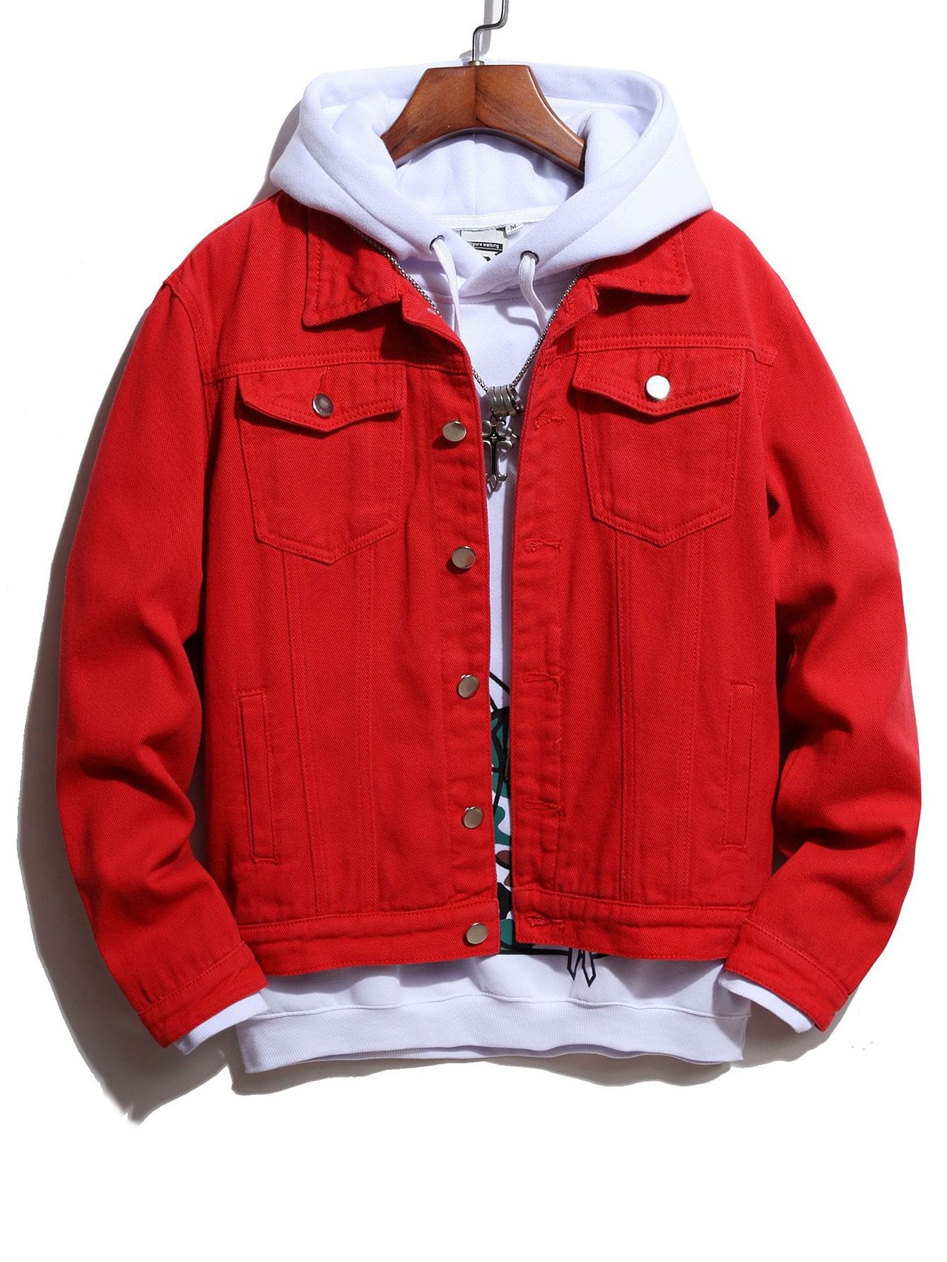 veste en jean à poches rabattues