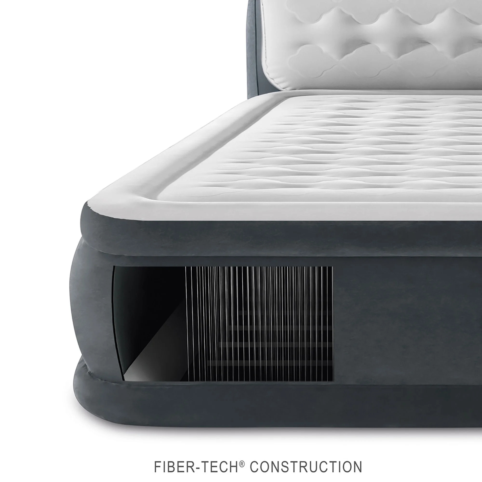 Dura-Beam Deluxe: Ultra Plush Headboard Airbed Queen Gray, 18" Inflatable Mattress, Built-In Pump, Fiber-Tech, Carry Bag, 600lb Cap 64447ED(Queen) - Image 4
