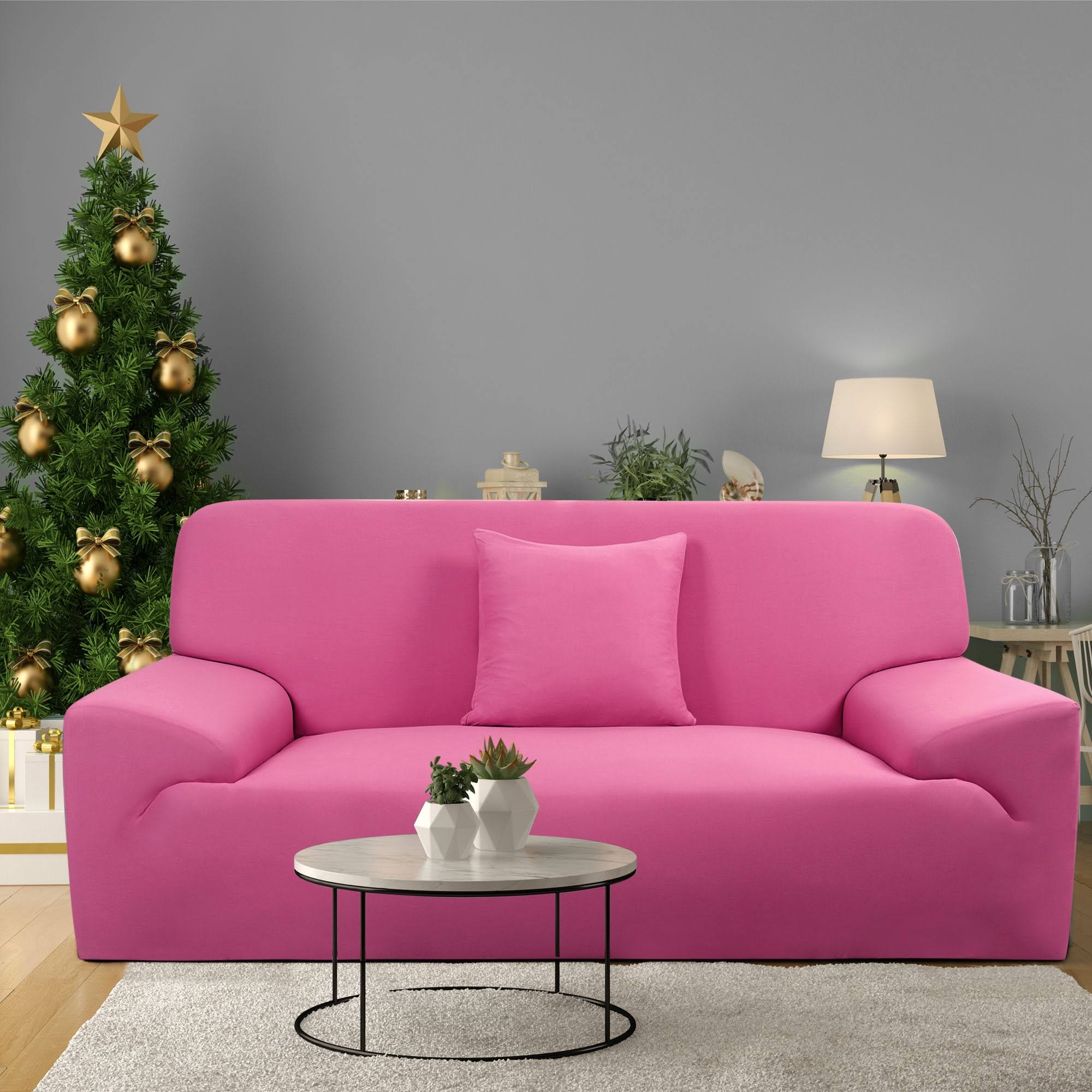 Piccocasa Stretch Loveseat 1 2 3 Seater Chair Solid Color Polyester Sofa Slipcovers 1 PC Fuchsia 88-114 Inches