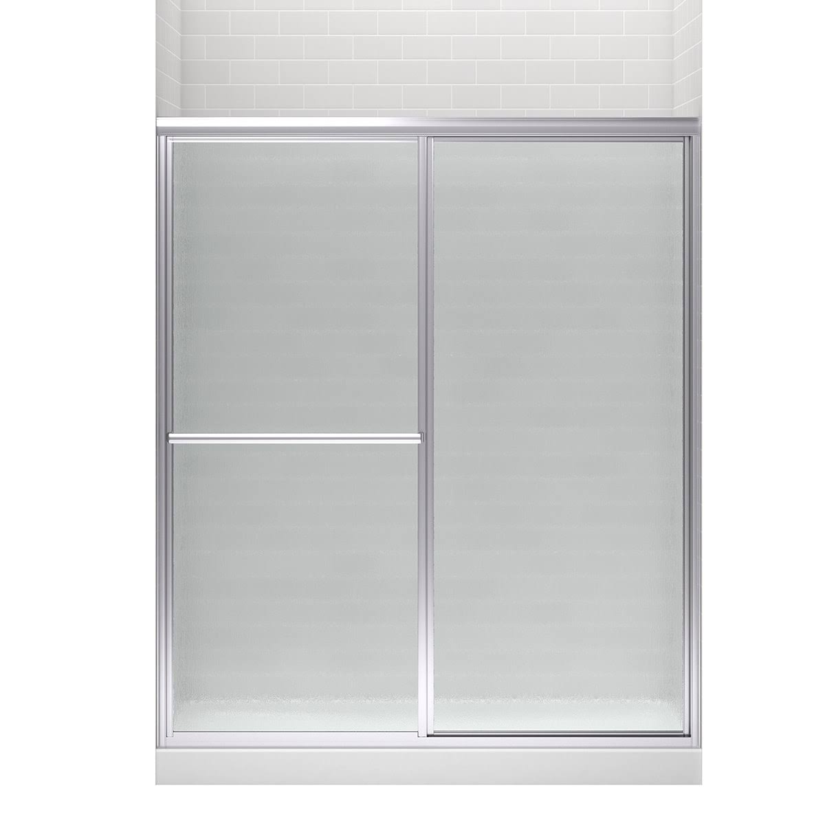 Sterling Deluxe Silver 54-in to 60-in x 70-in Framed Bypass Sliding Shower Door | 572115-3G06-S-Instock