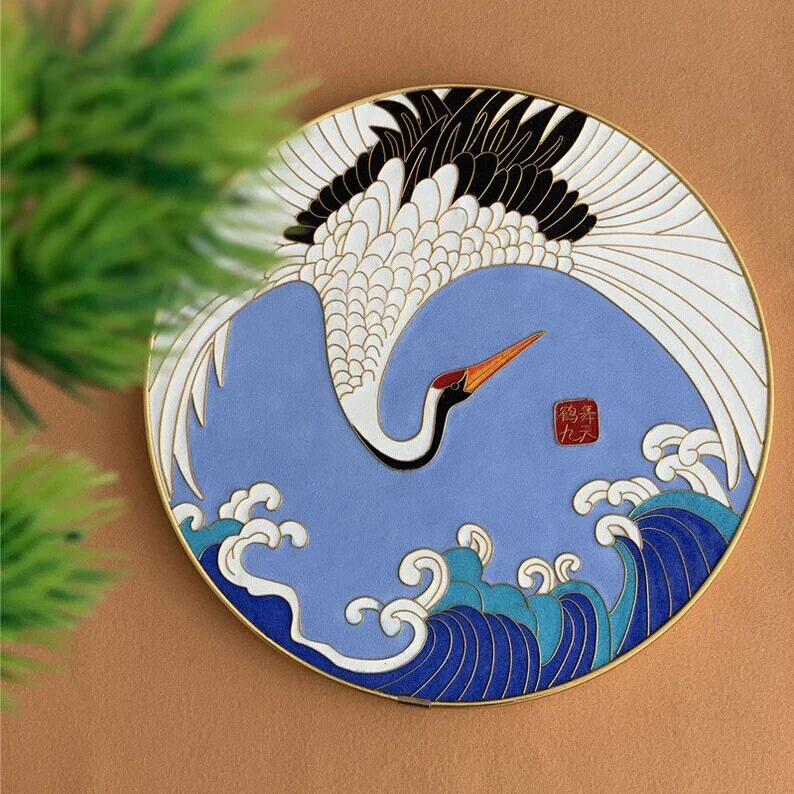 Crowned Crane at Night,Beginner Cloisonné Enamel DIY Kit, with Tutorial& All Tools
