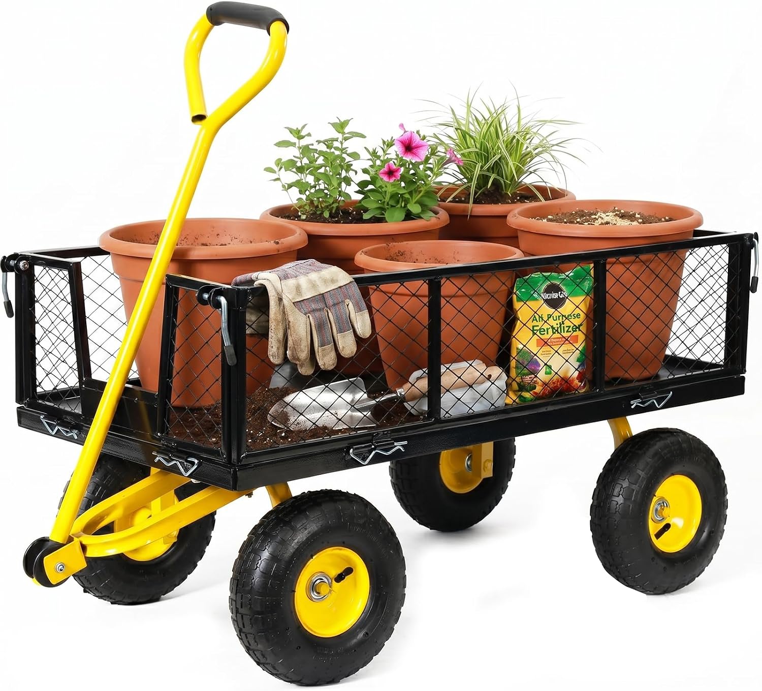 SUNNYFEEL Steel Garden Cart Heavy Duty 500 LBS Utility Wagon on Wheels