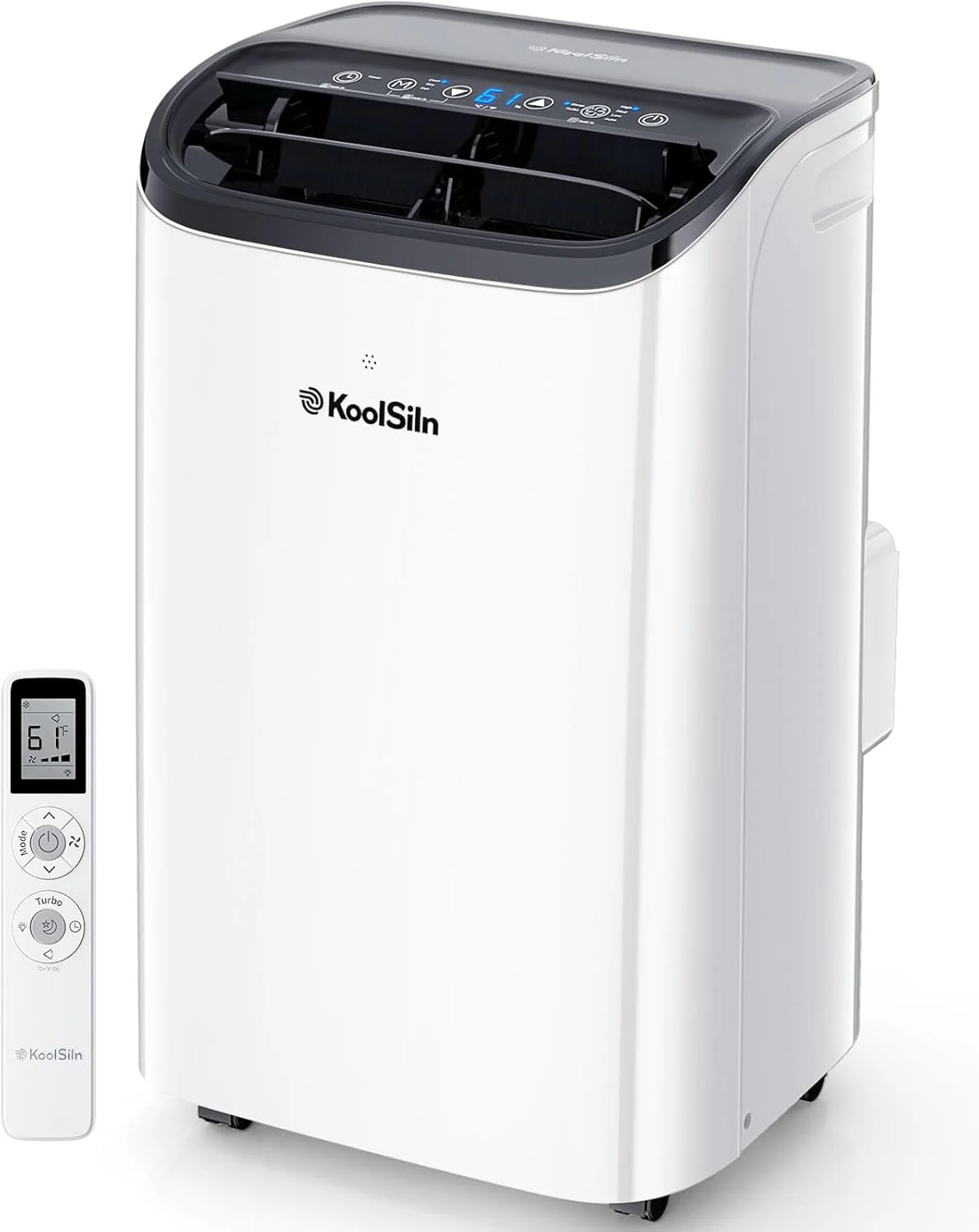 Climatiseur portable de 14 000 BTU, refroidissant jusqu'à 65 m², à évaporation automatique et silencieux, avec télécommande. Convient aux grandes pièces, bureaux et garages. Couleur : blanc.