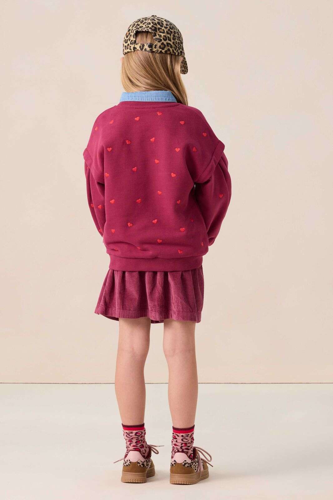 Donkerrode corduroy rok