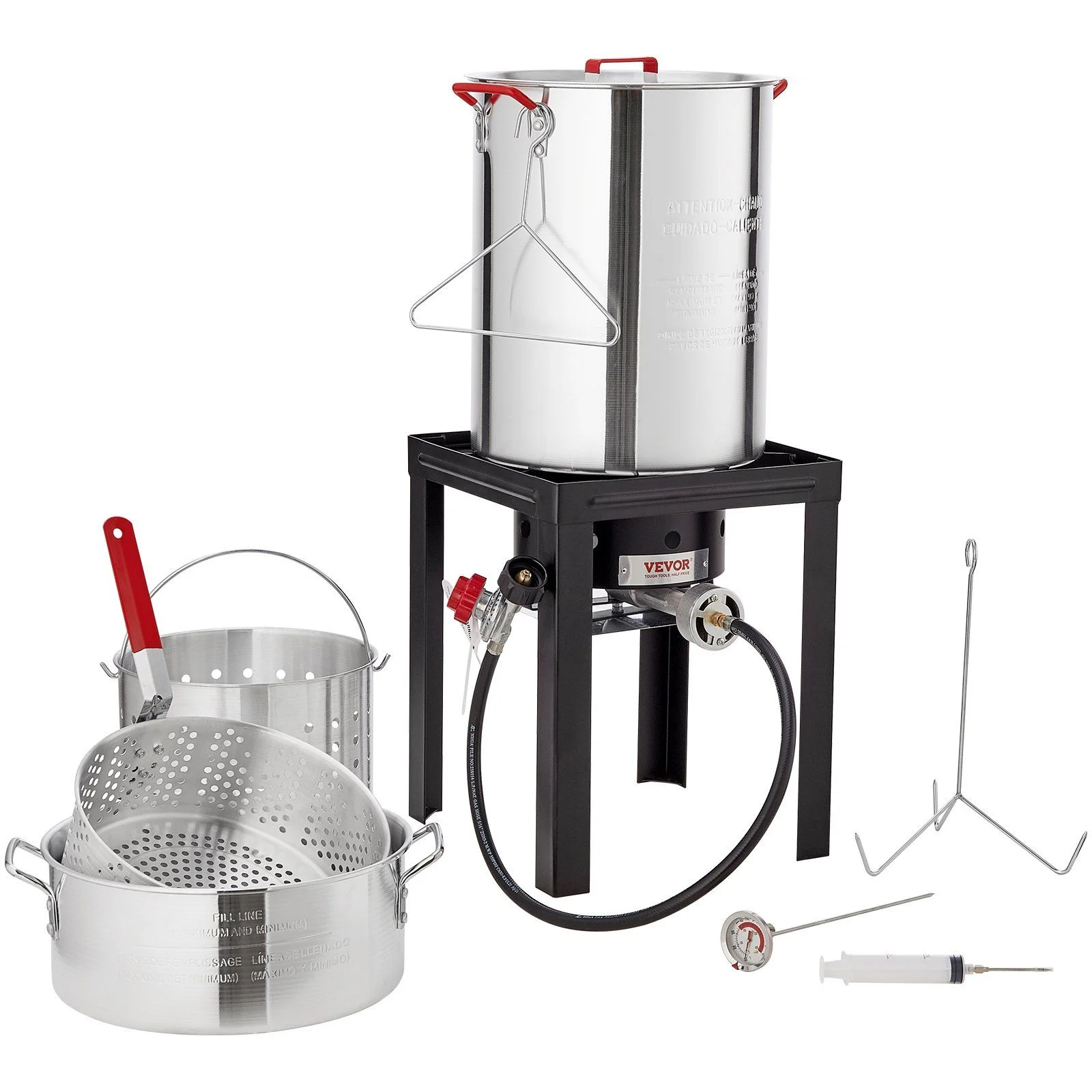 Thanksgiving Turkey Deep Fryer Kit, 30-Qt Pot  54K BTU Gas Burner, with Fish Basket  Poultry Rack for Frying and Steaming