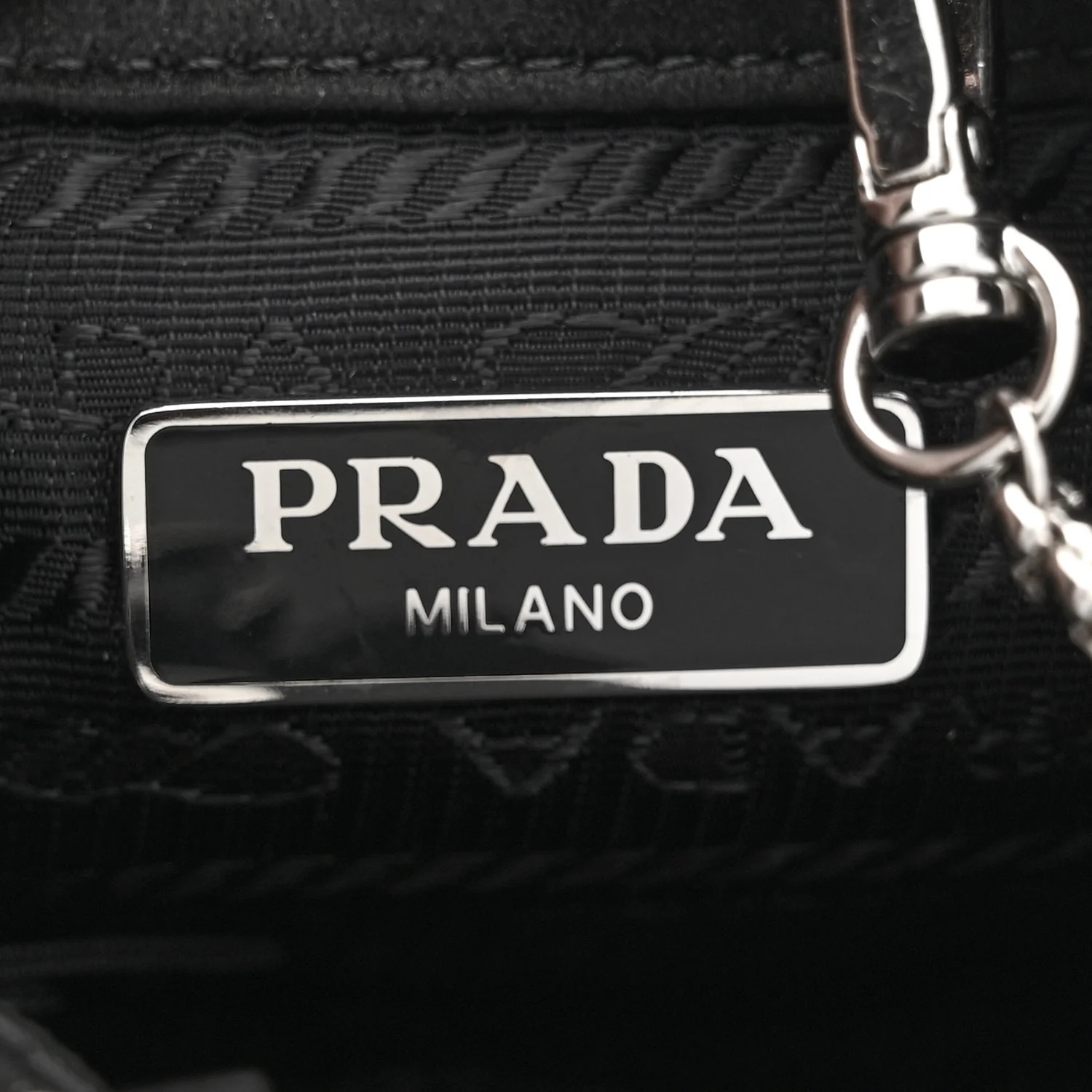 Satin Crystal Metal Triangle Logo Mini Drawcord Pouch Shoulder Bag Cristal