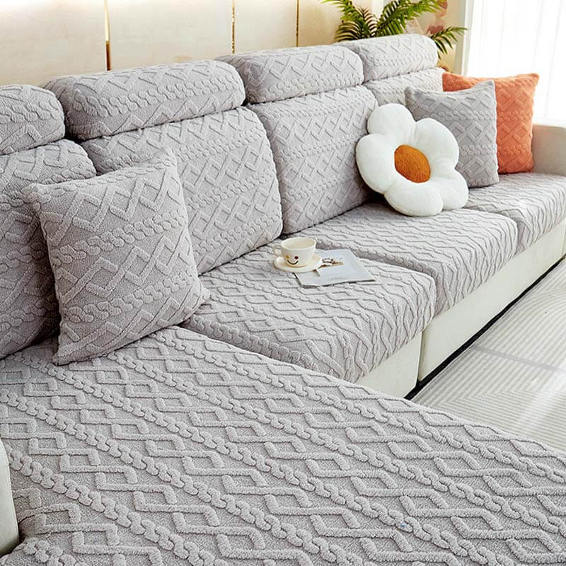 Full Wrap Soft Fleece Stretch Sectional Couch Cover