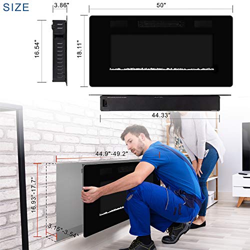 50 inch Electric Fireplace Recessed and Wall Mounted Insert Update