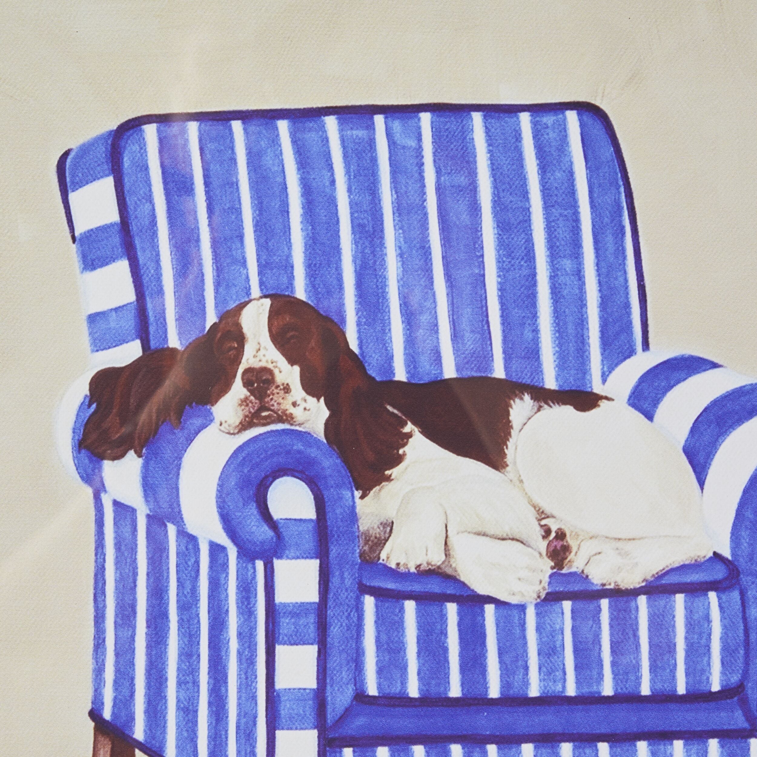 Springer On Blue Framed Print 40x40cm