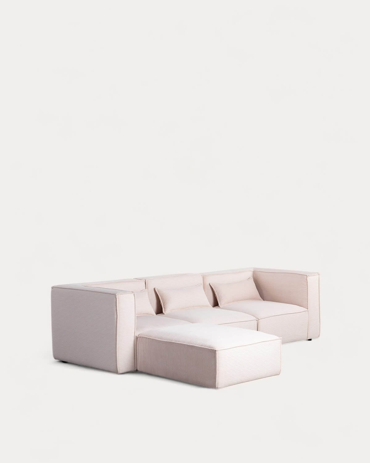 Kilhe Pana Gruesa - Sofá Modular de 3 Piezas con 2 Esquineros y Sillón con Puff de Pana Gruesa Kilhe