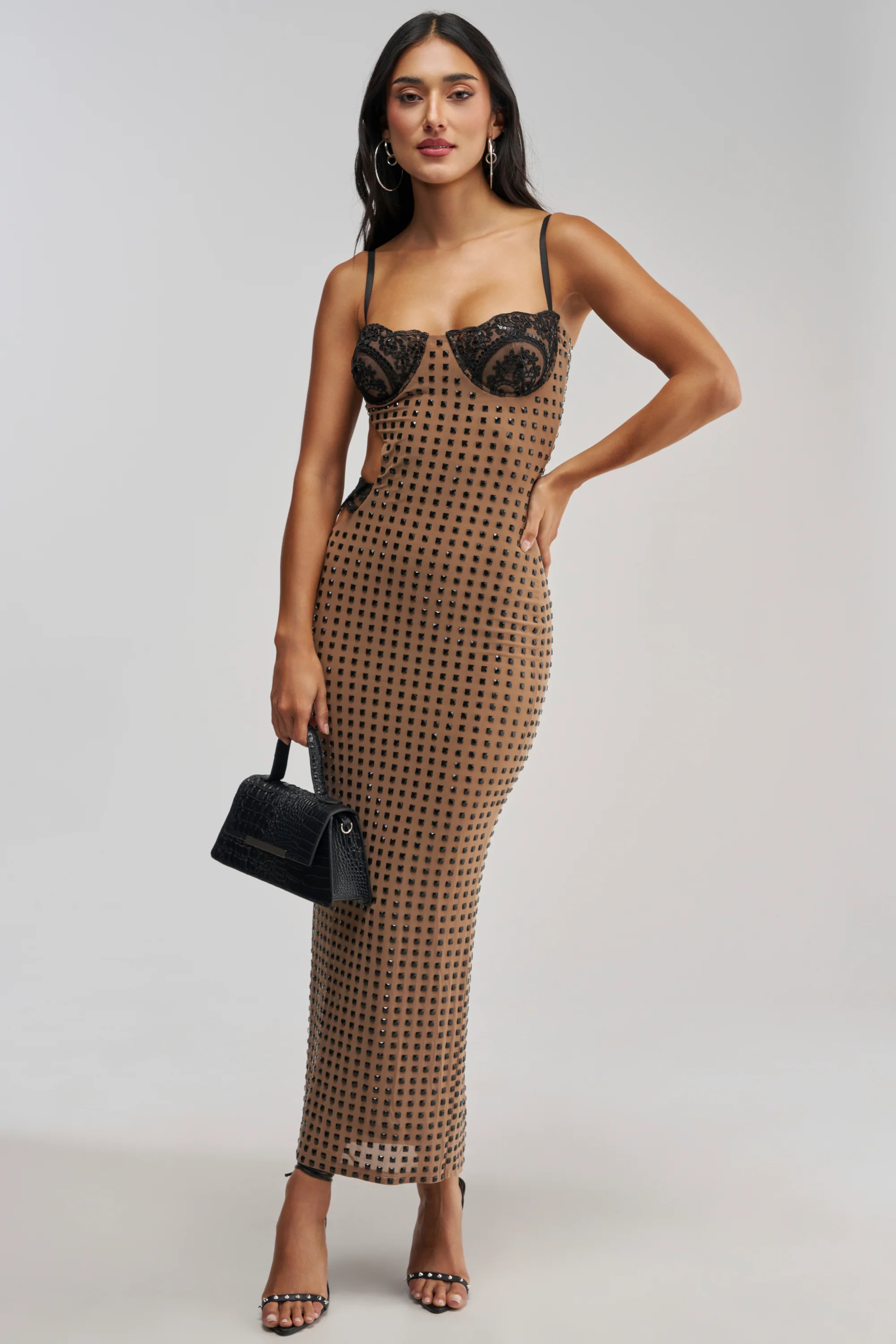 NEVER ALONE IN THE SHEETS RHINESTONE MAXI DRESS - Akira Store