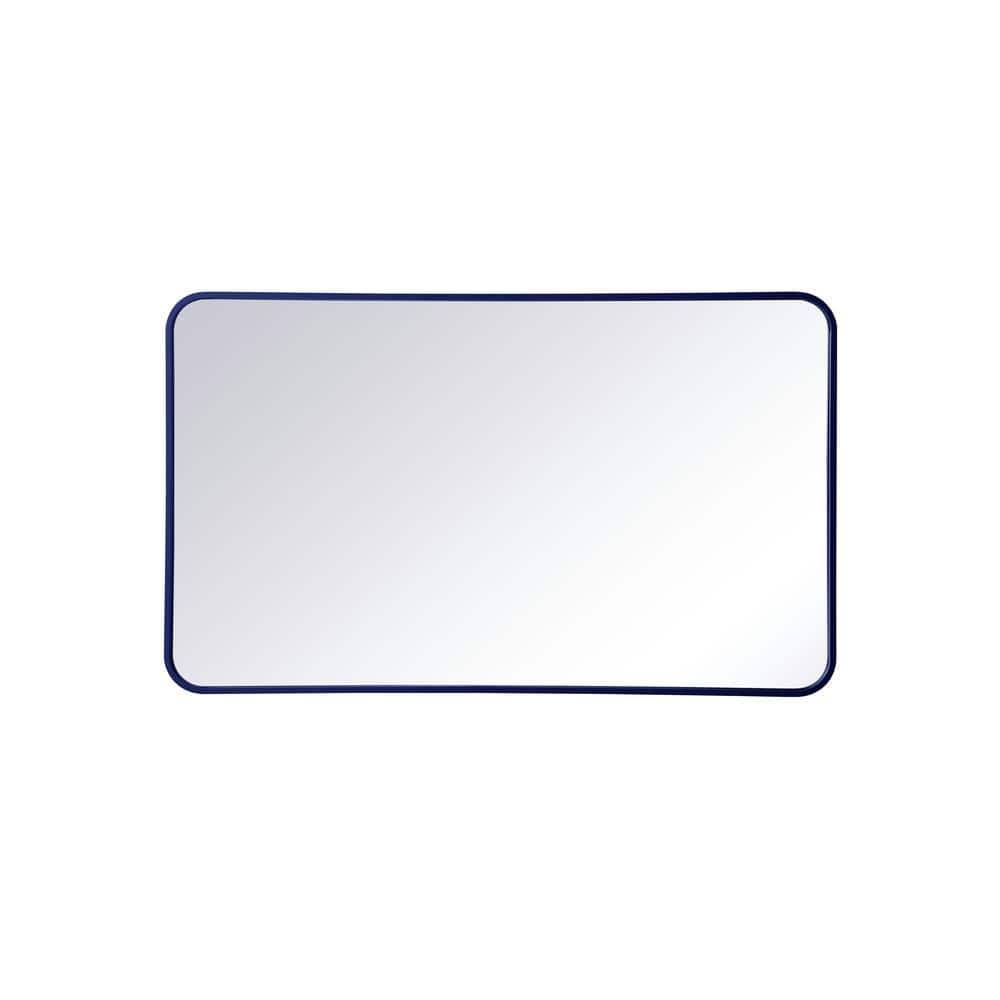Timeless Home 40 in. H x 24 in. W Blue Modern Soft Corner Rectangular Wall Mirror