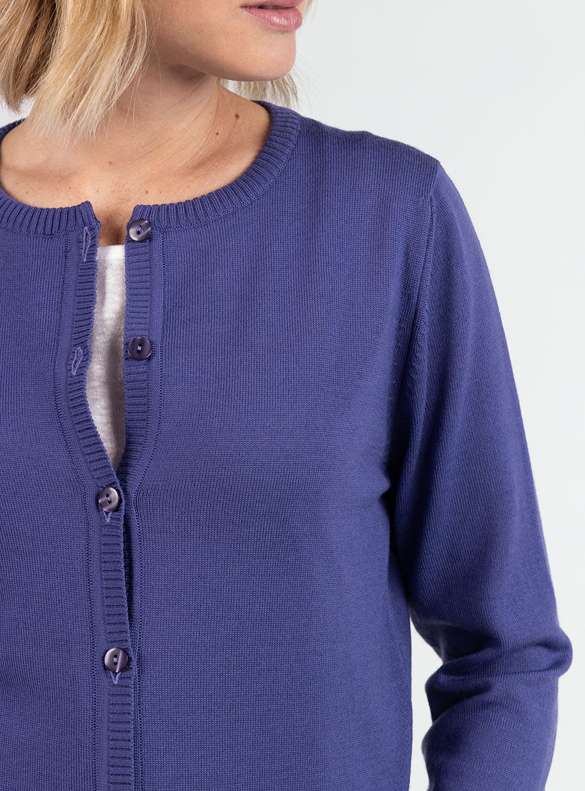 Cardigan femme en laine violet lavande