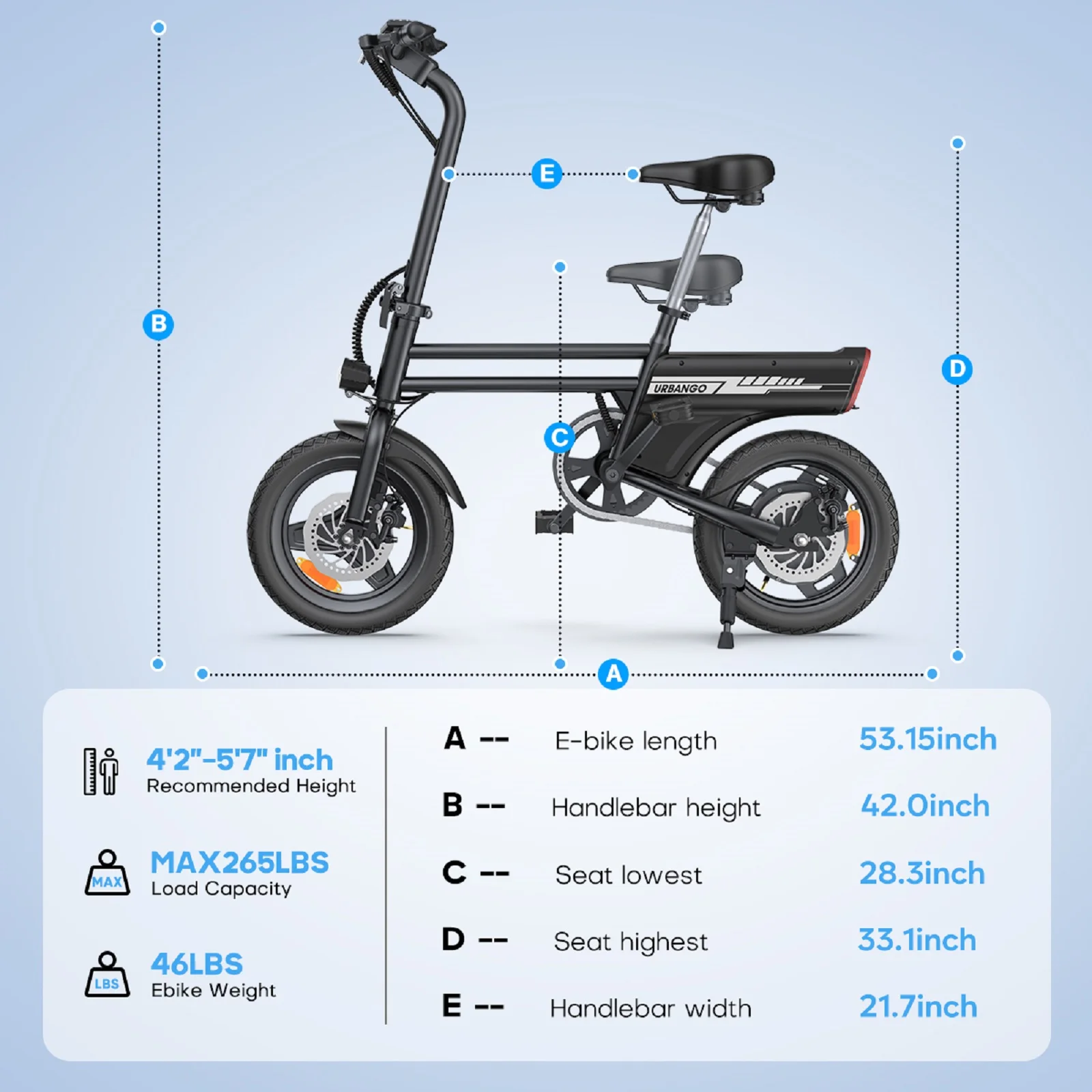 Electric Bike 14" Folding Ebike, 500W Peak Motor 40V/9.9AH Battery, Commuter City Ebike for Adults Teens, UL2849, Black - Image 9
