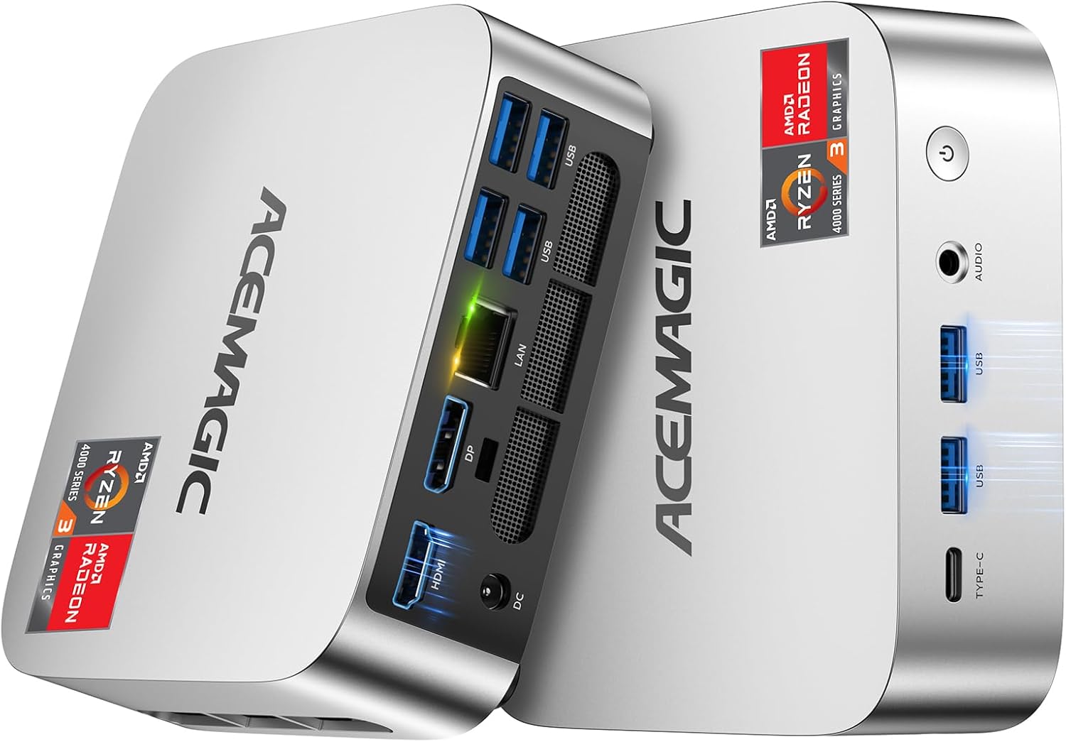 ACEMAGIC Mini PC Windows 11 Pro  AMD Ryzen 4300U(Beat 3500U/N150/N95  up to 3.7GHz)  16GB DDR4 RAM 512 SSD Mini Computers  28W MAX Desktop 4K Triple Display/HDMI/WiFi/BT/LAN for Home Office Business