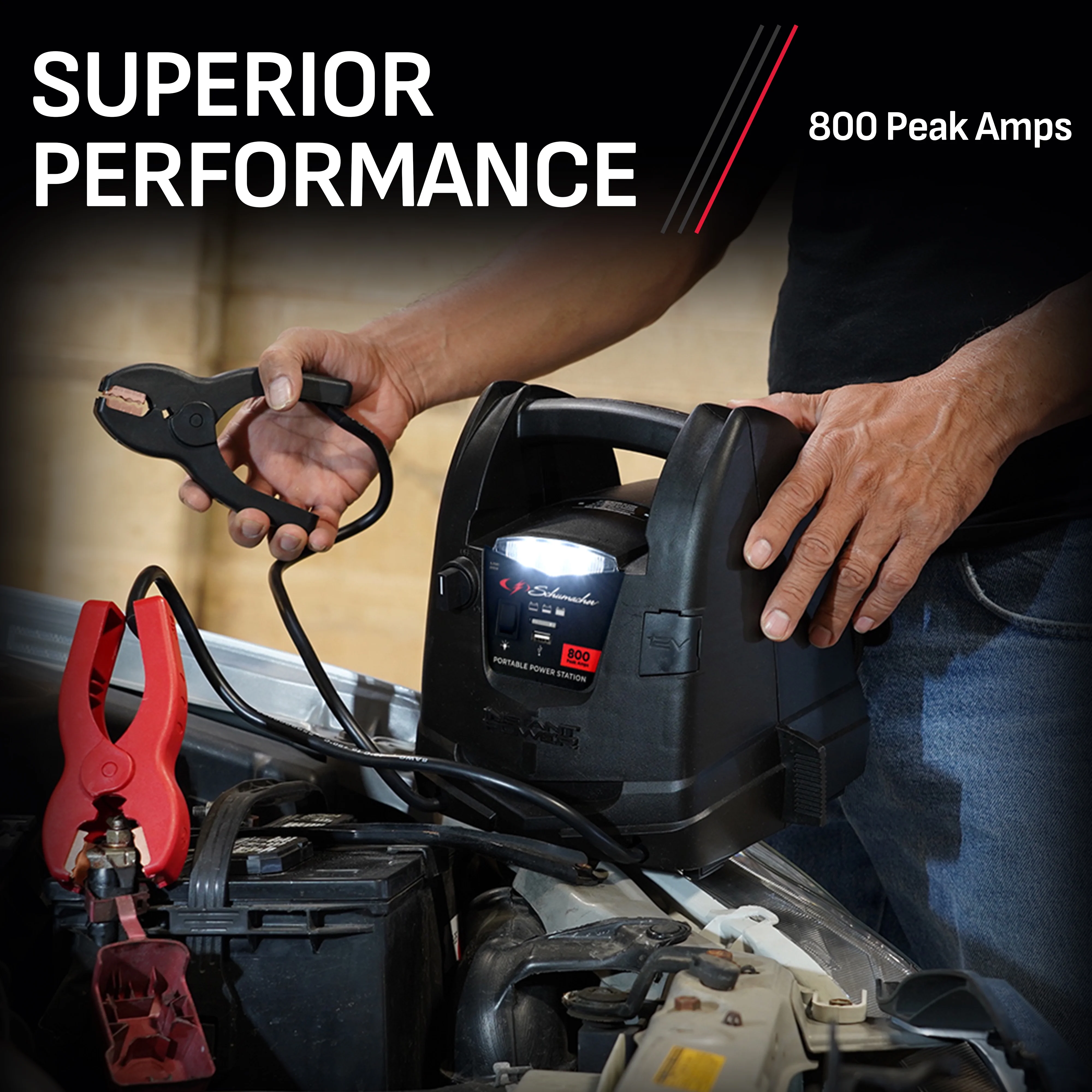 800A Car Battery Jump Starter and Portable Power Station, 150-PSI Air Compressor, 12V Sport, Auto, and Marine Batteries, SJ1583 - Image 7