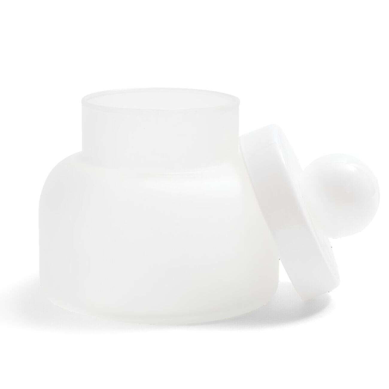 Boîte en verre transparent + couvercle blanc Ø12xH16cm