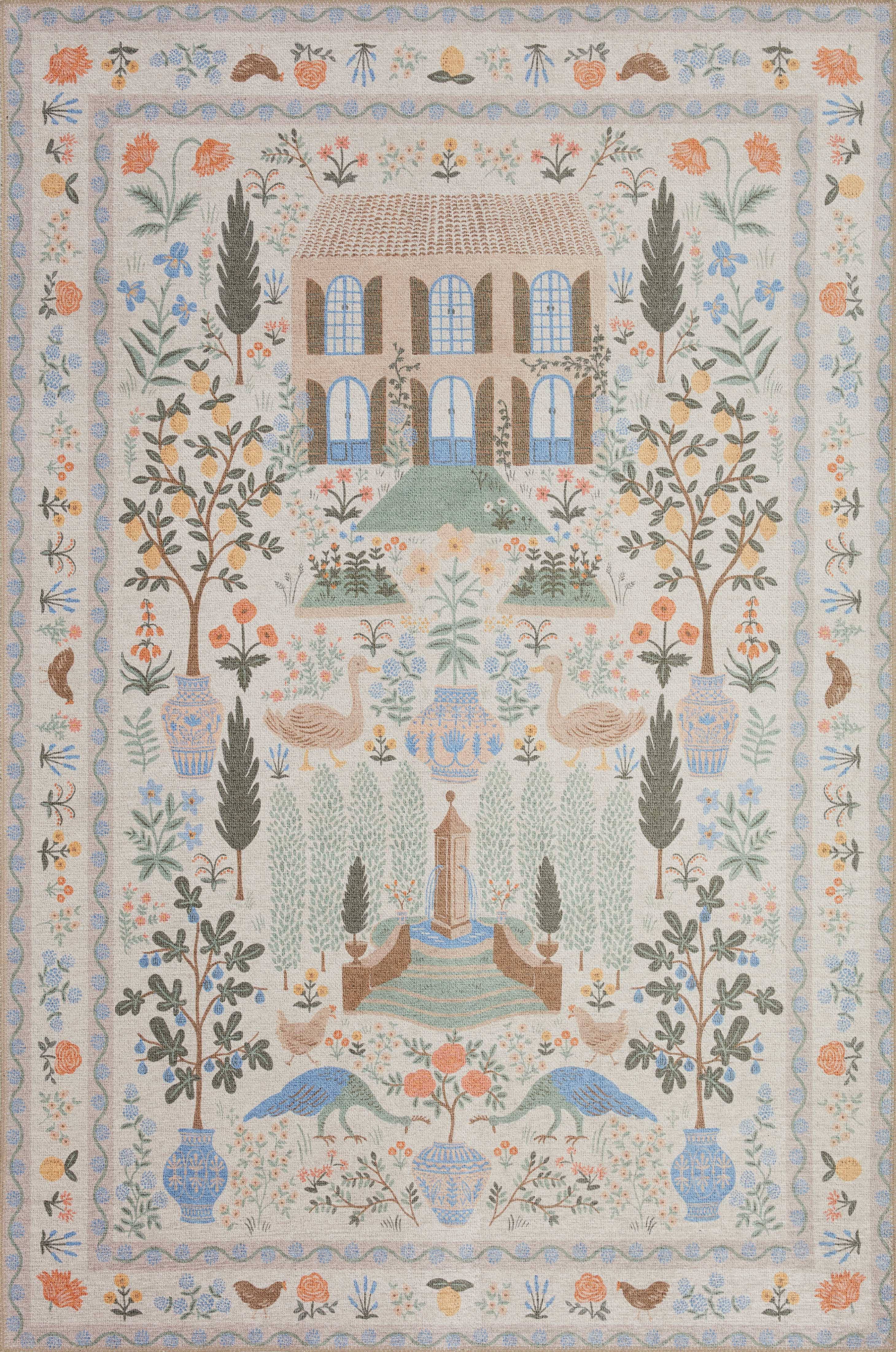 Rifle Paper Co. x Loloi Menagerie Cream Rug Size: 18