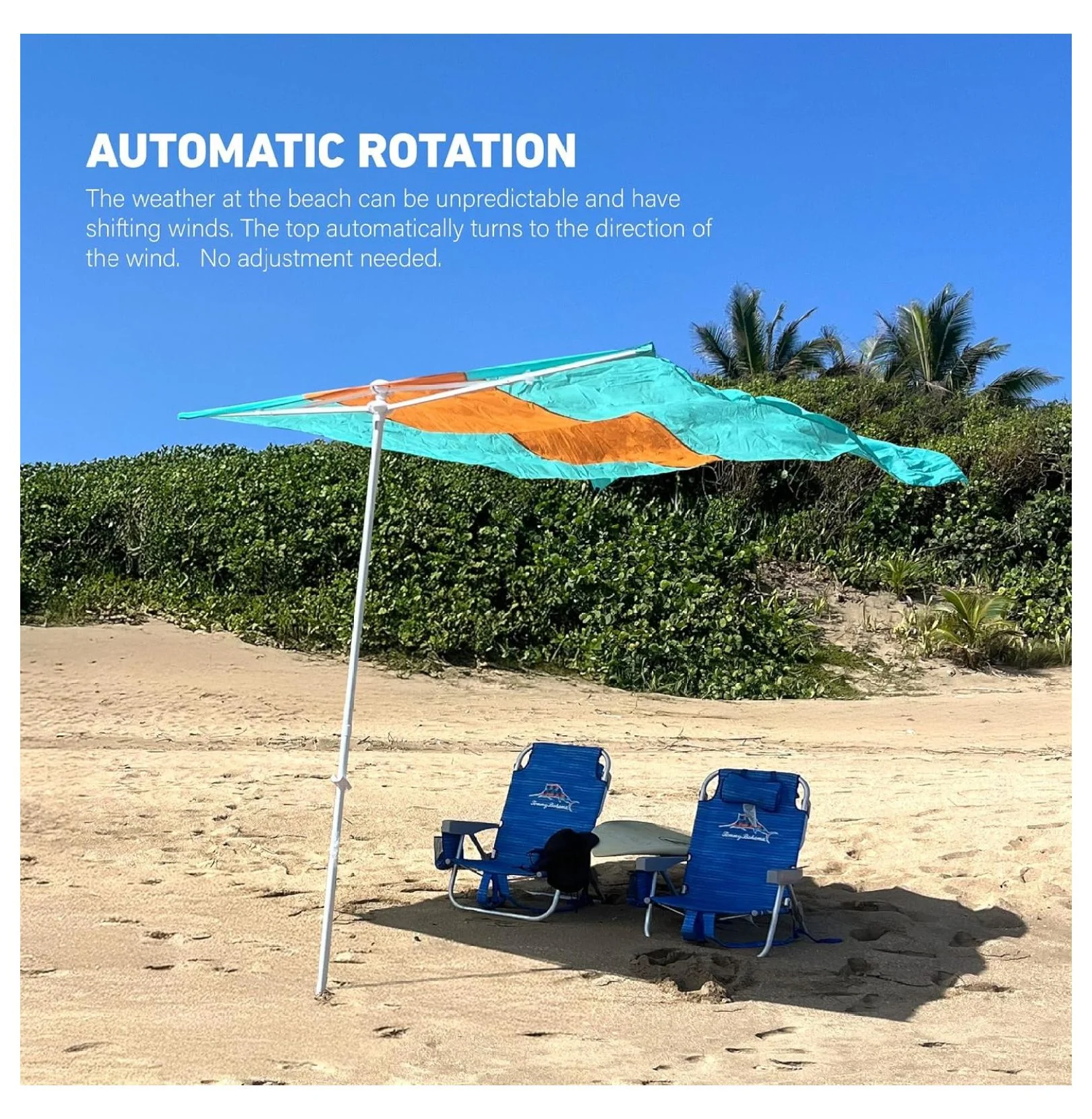 Beach Tent Wind Sun Canopy Portable Easy Set Up UPF 50+ No Assembly Requires 3-30 MPH 1 to 4 People 8 Foot X 8 Foot Fabric Top - Image 5