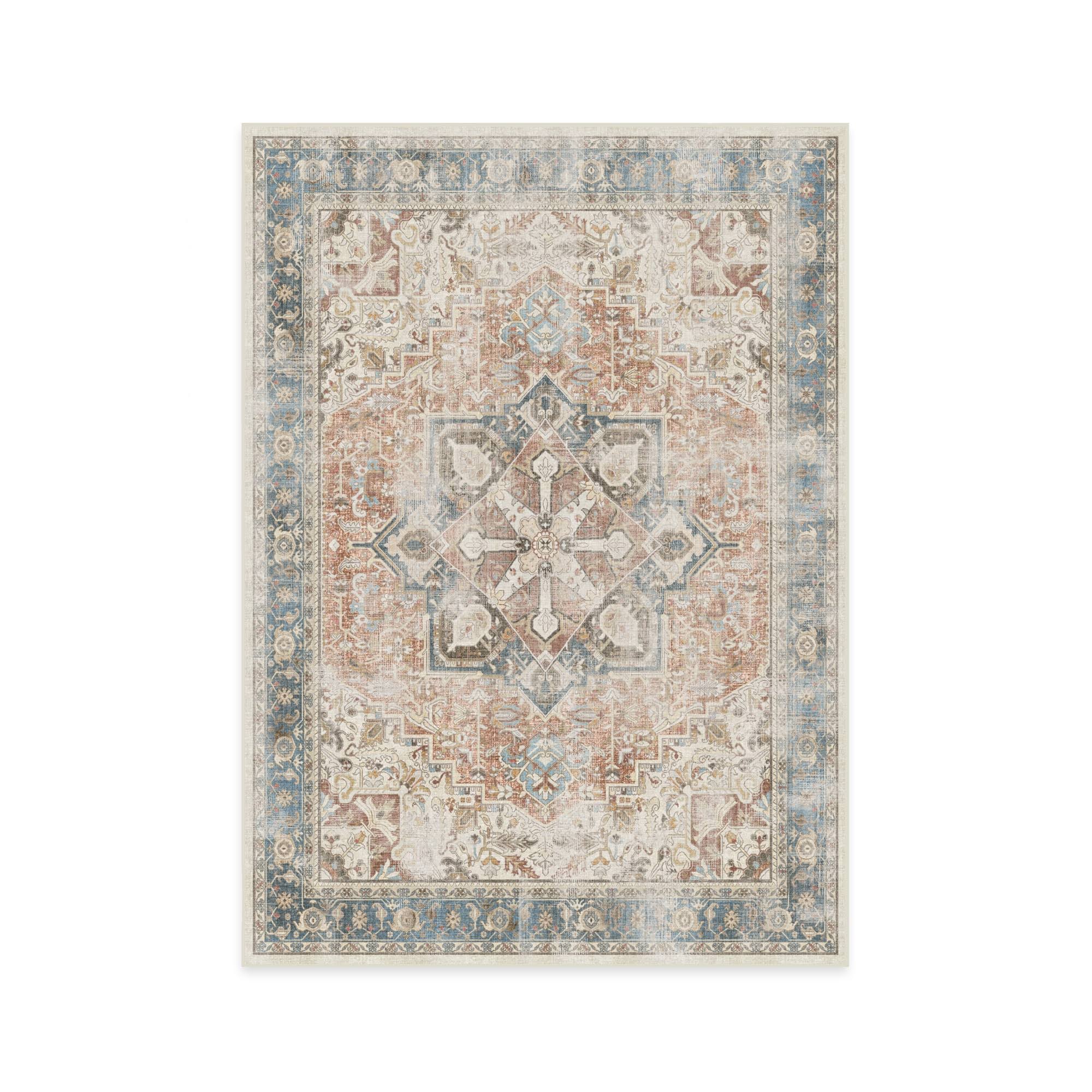 Ruggable Kamran Washable Vintage Persian Area Rug - Coral 5'x7' (Standard Pad)