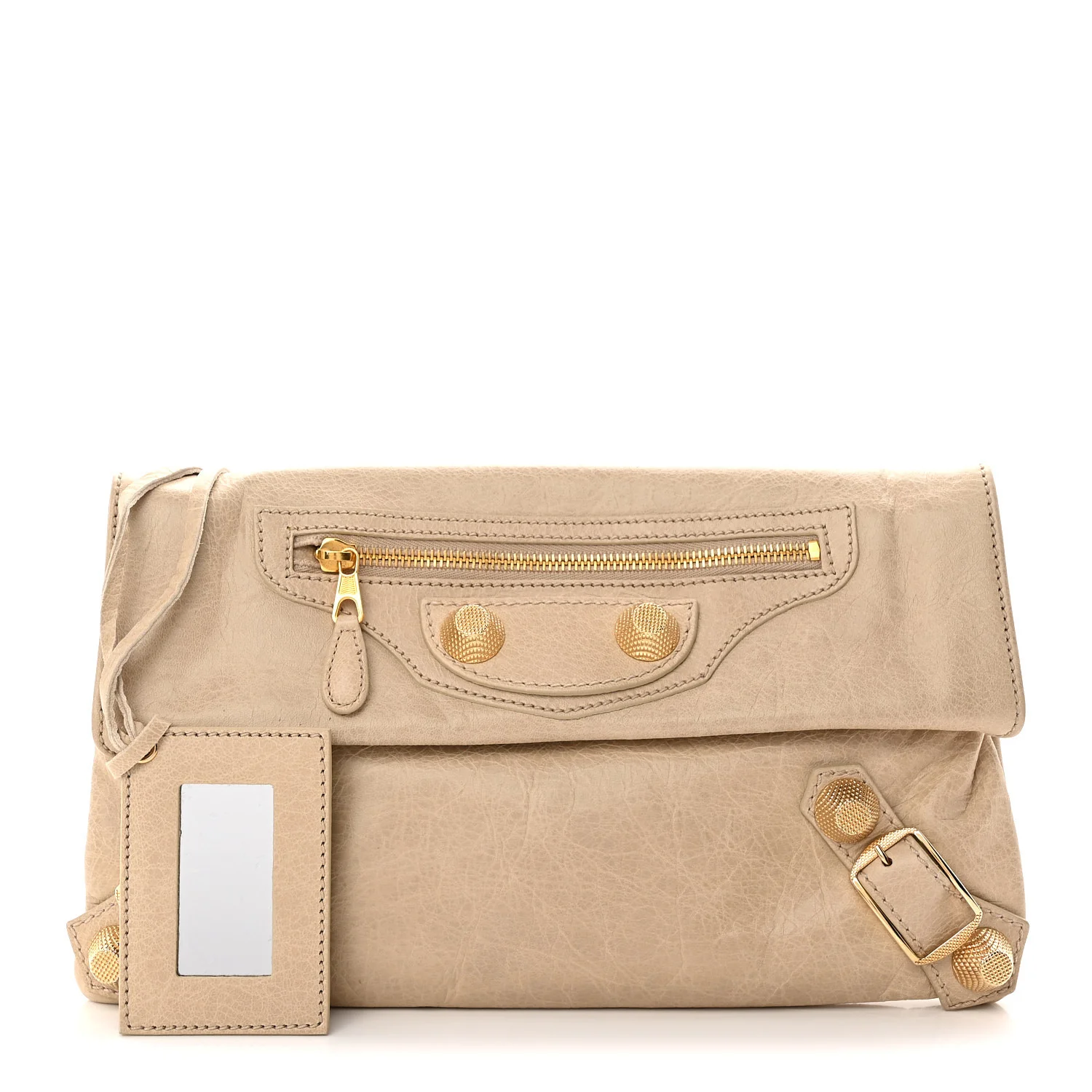 Agneau Giant 21 Gold Hardware Envelope Clutch Sahara