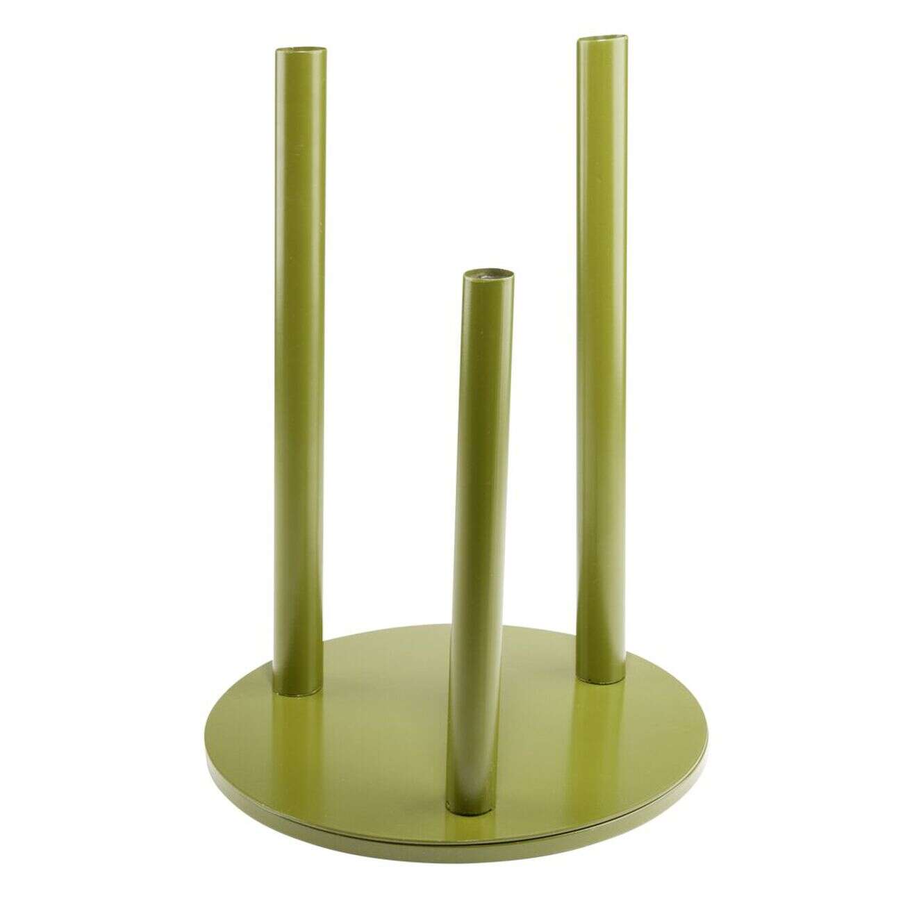 Socle repose-fleur 3 tiges métal vert olive Ø29,5xH40,5cm