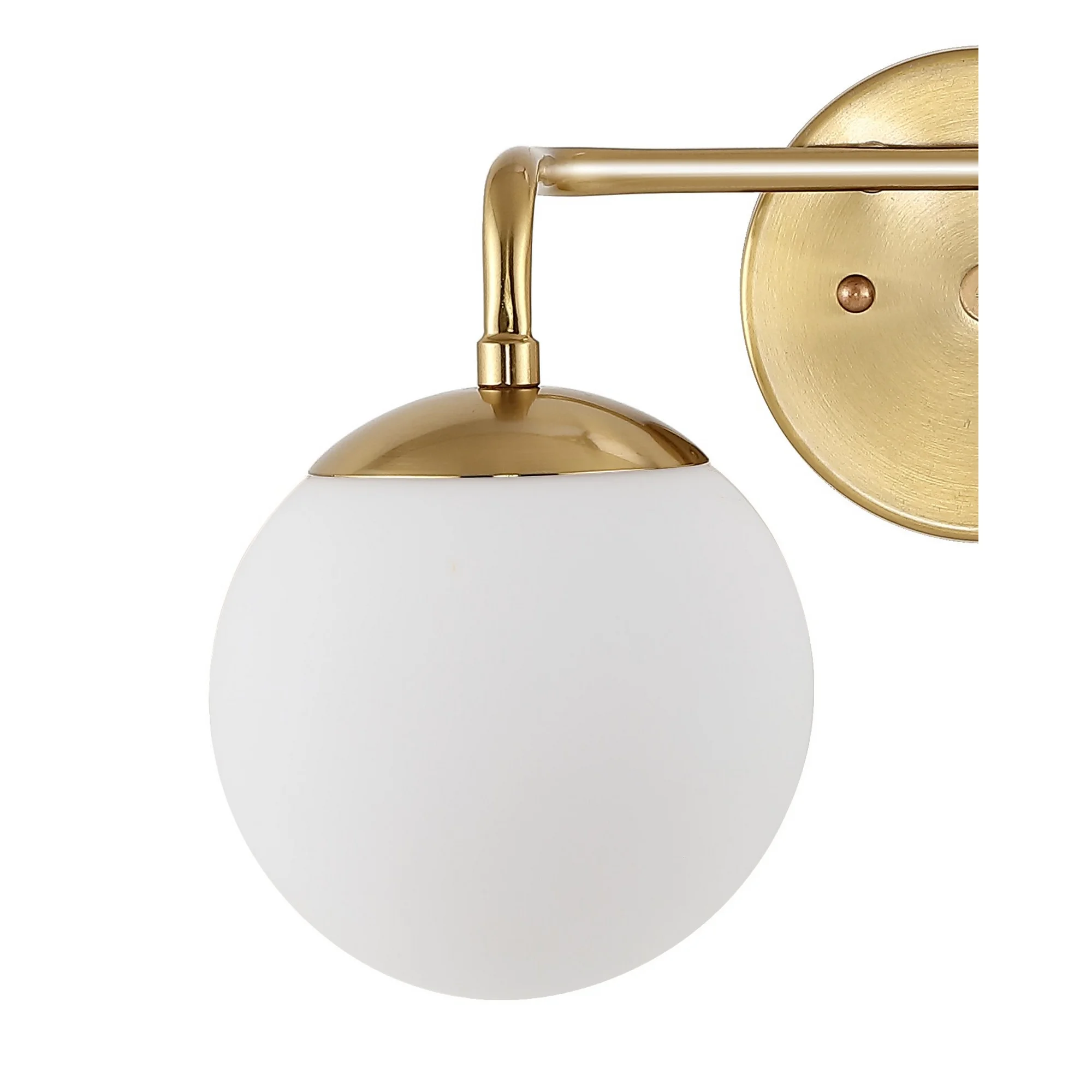 JONATHAN Y Louis Parisian Globe 15" 2-Light Metal/Frosted Glass Modern Contemporary LED Vanity, Brass Gold(2 Light/Brass Gold)