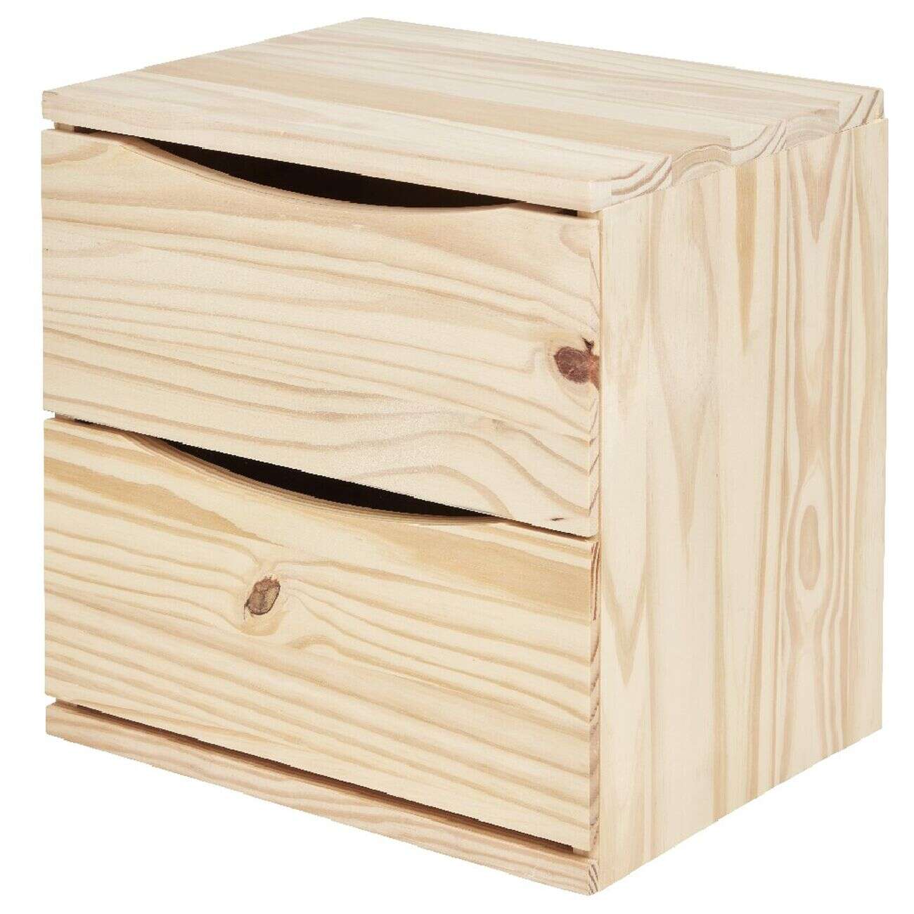 Cube de rangement 2 tiroirs pin naturel
