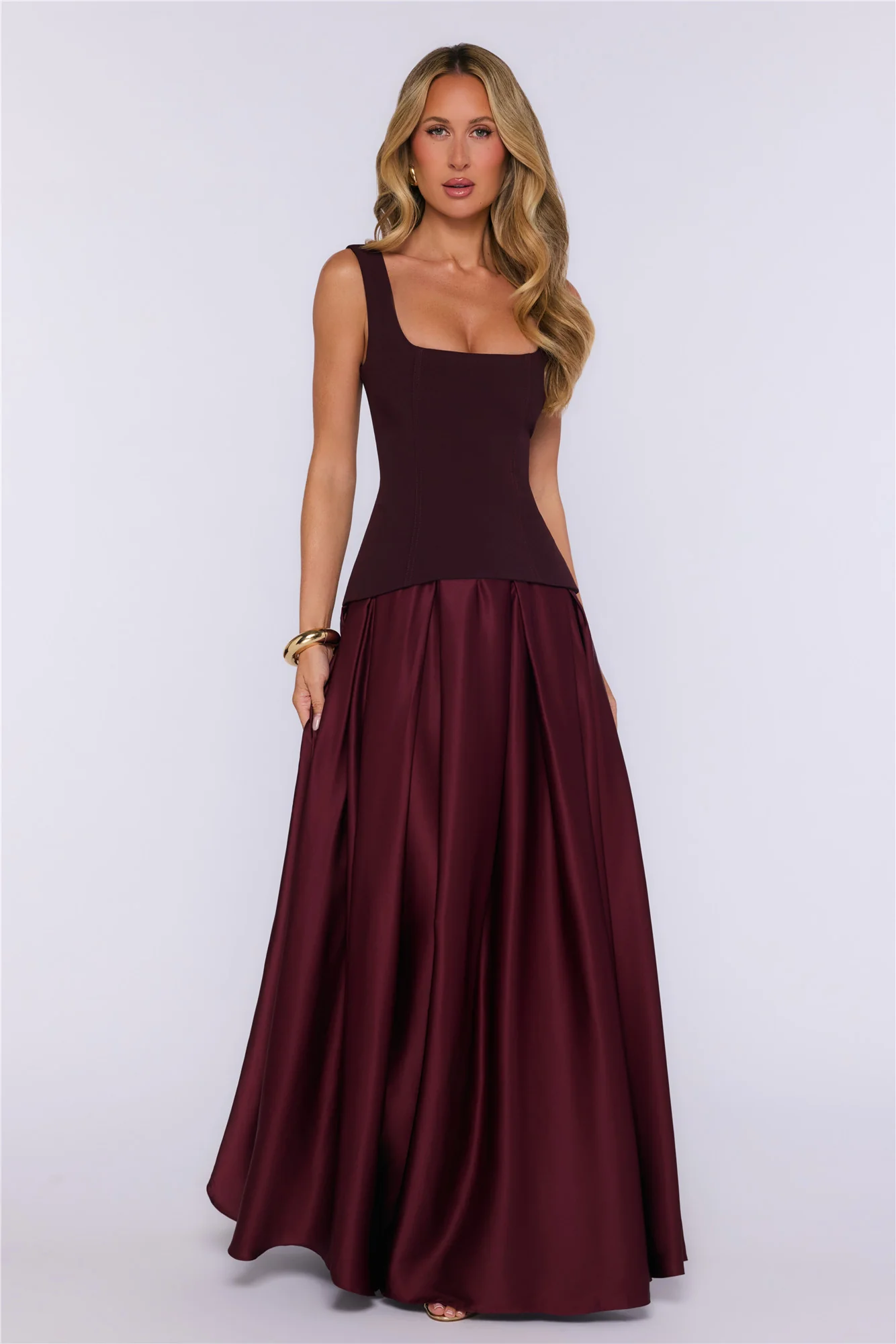 Toast To You Satin Maxi Dress Chocolate
