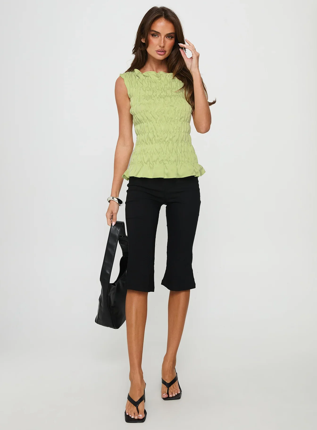 Elenir Shirred Top Green