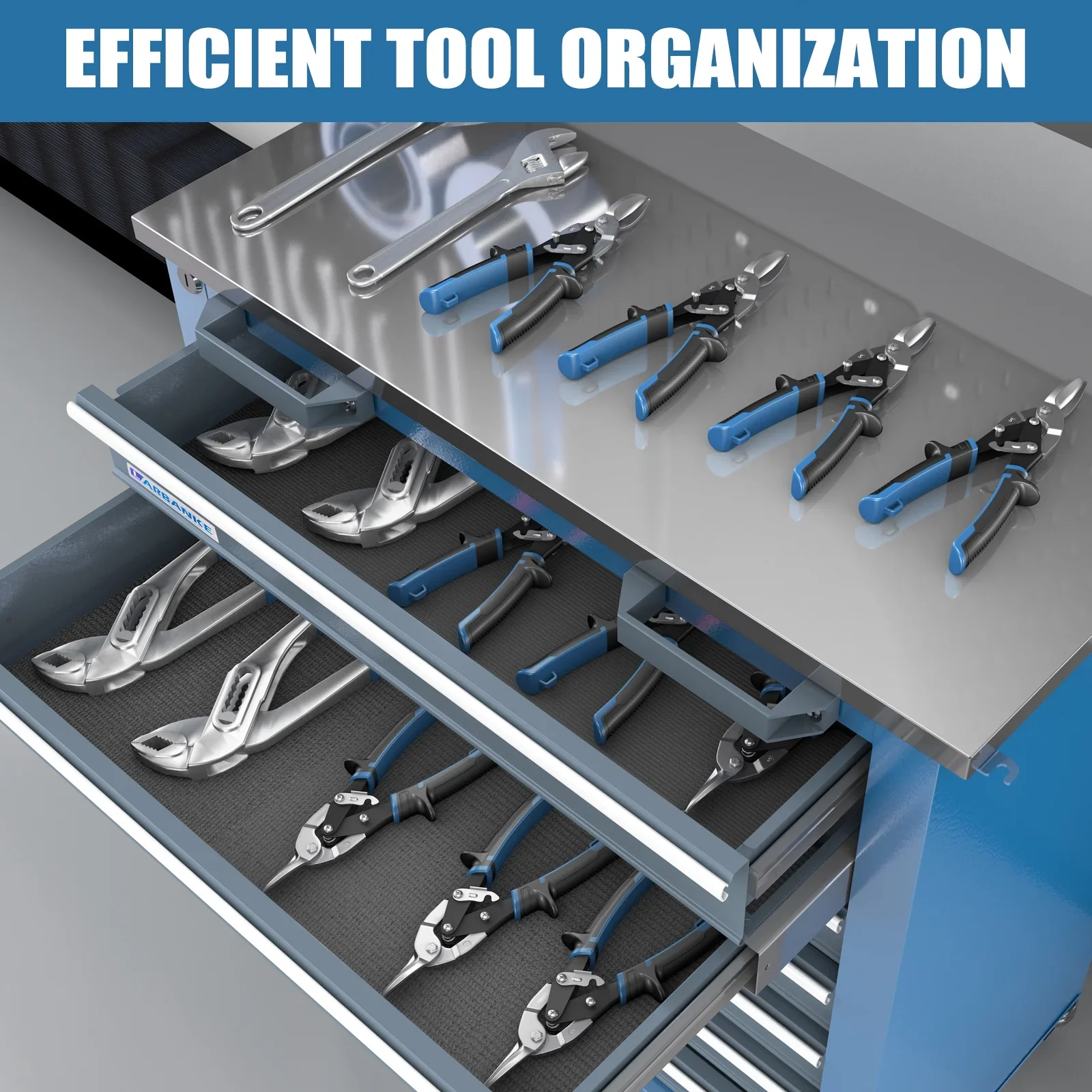 Rolling Tool Chest 5-Drawer Tool Cabinet with Stainless Steel Top Key Lock Heavy-Duty