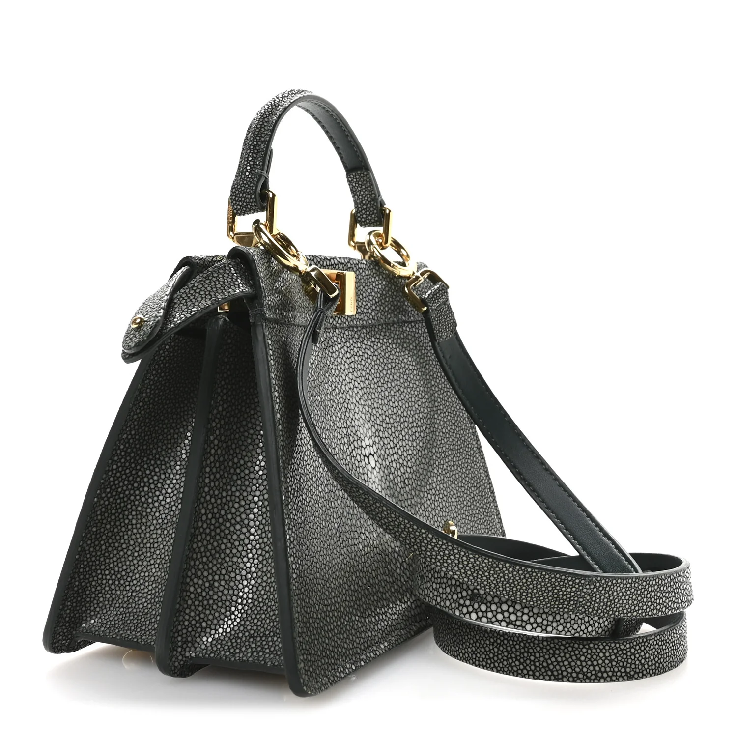 Stingray Shiny Nappa Petite Peekaboo I SEE U Satchel Verde Inglese