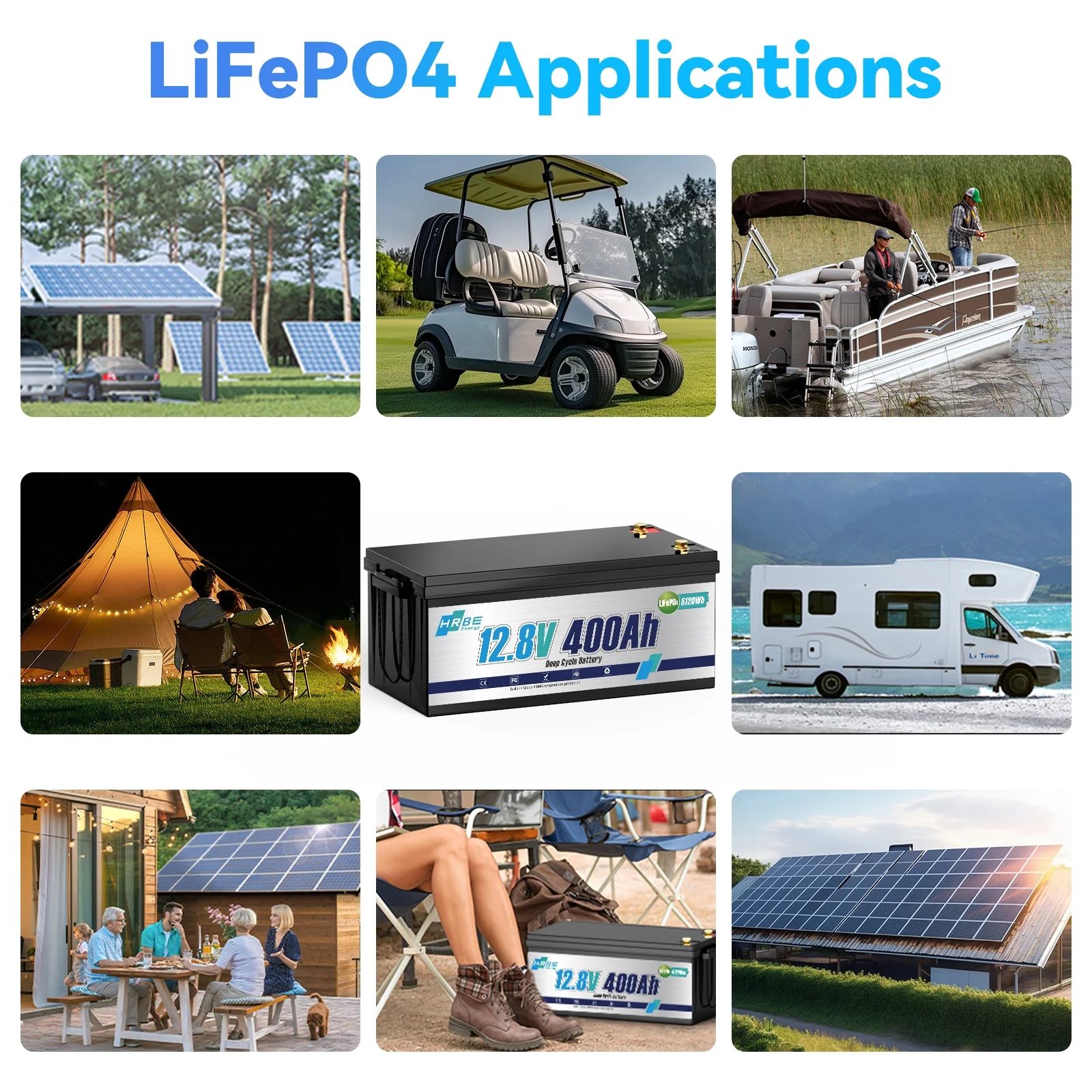 12V 400Ah LiFePO4 Lithium Battery,5120Wh,3200W Max,15000+ Deep Cycles Group 8D Battery,for RV Solar Fishing Trolling Motor Marine,Built in 200A BMS Image 10