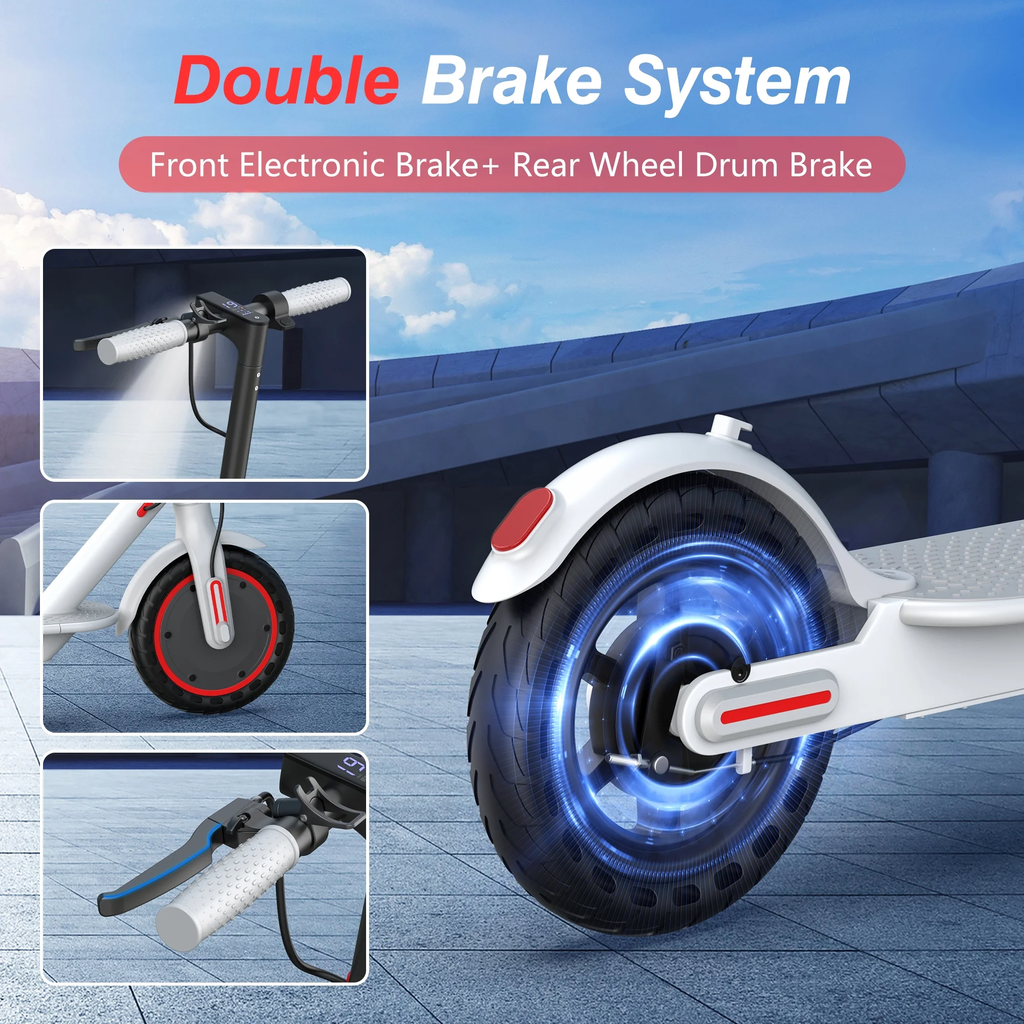 WHITE ES80 350W 8.5' Foldable Electric Scooter for Adults and Child, 21 Miles Range(White) - Image 10