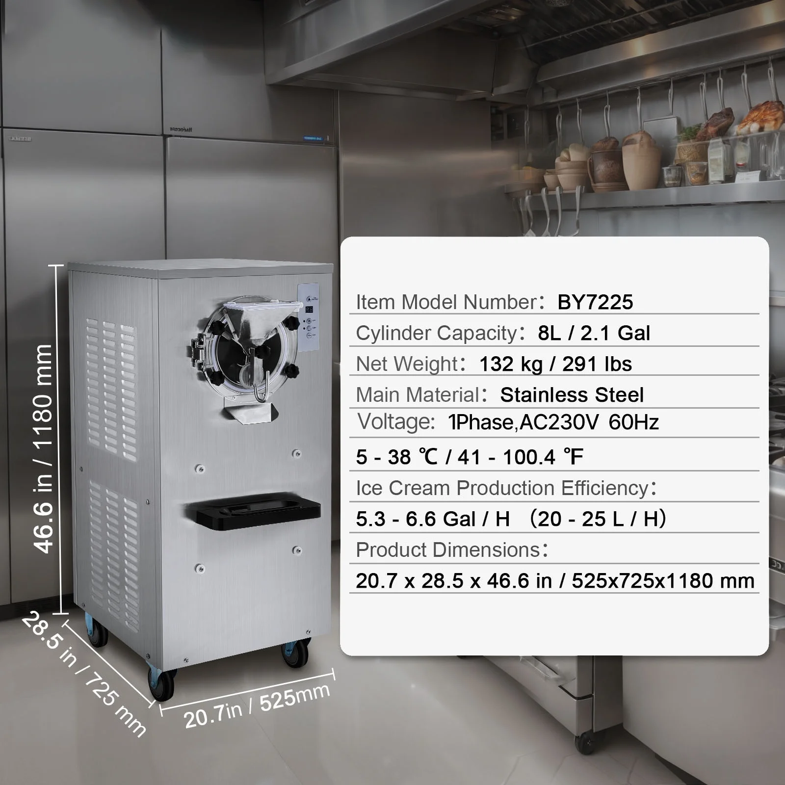 20-25L/J Capacity Commercial Hard Farm Ice Cream Maker 1 Flavor Automatic Cleaning - Image 7