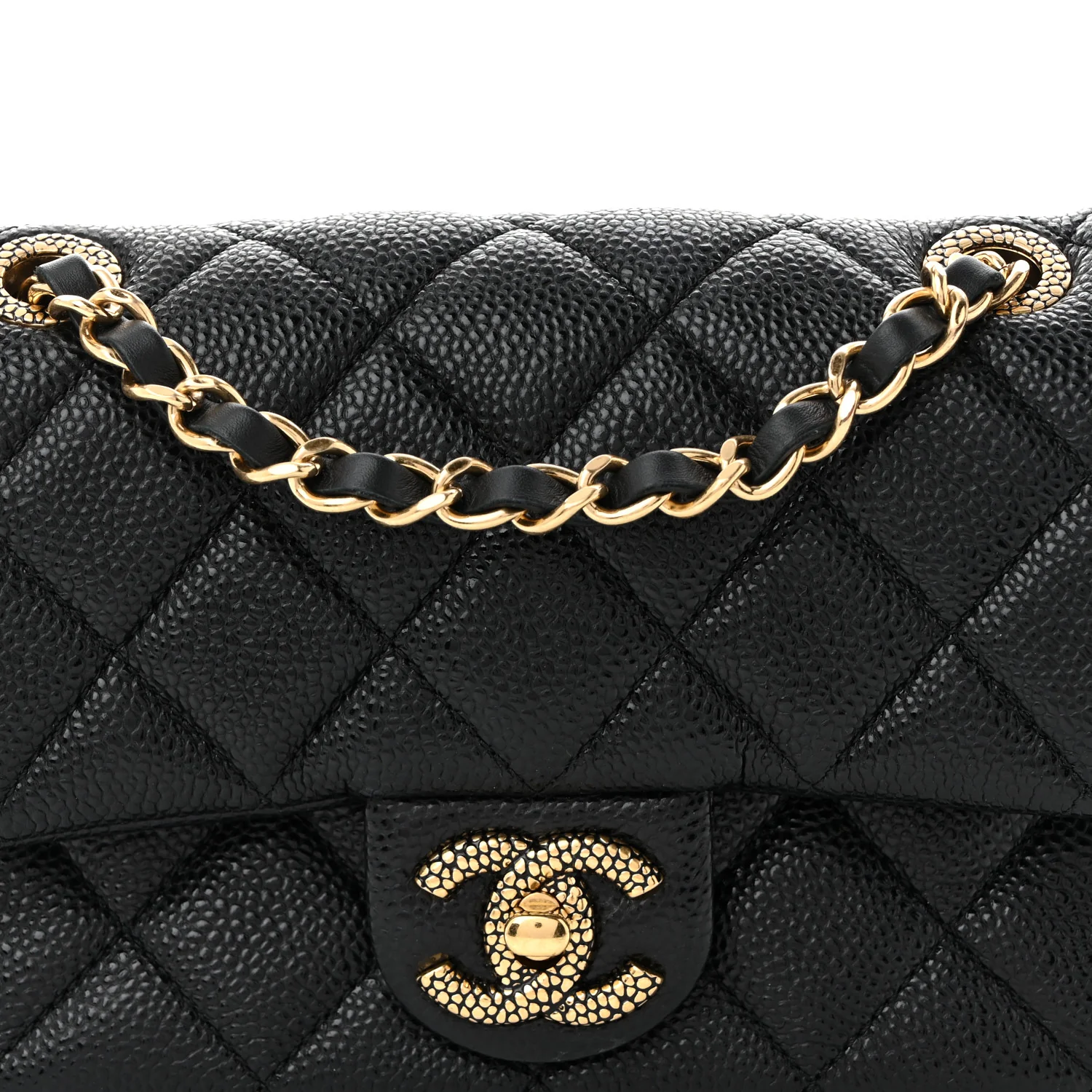 Grained Lambskin Quilted Mini Flap Black