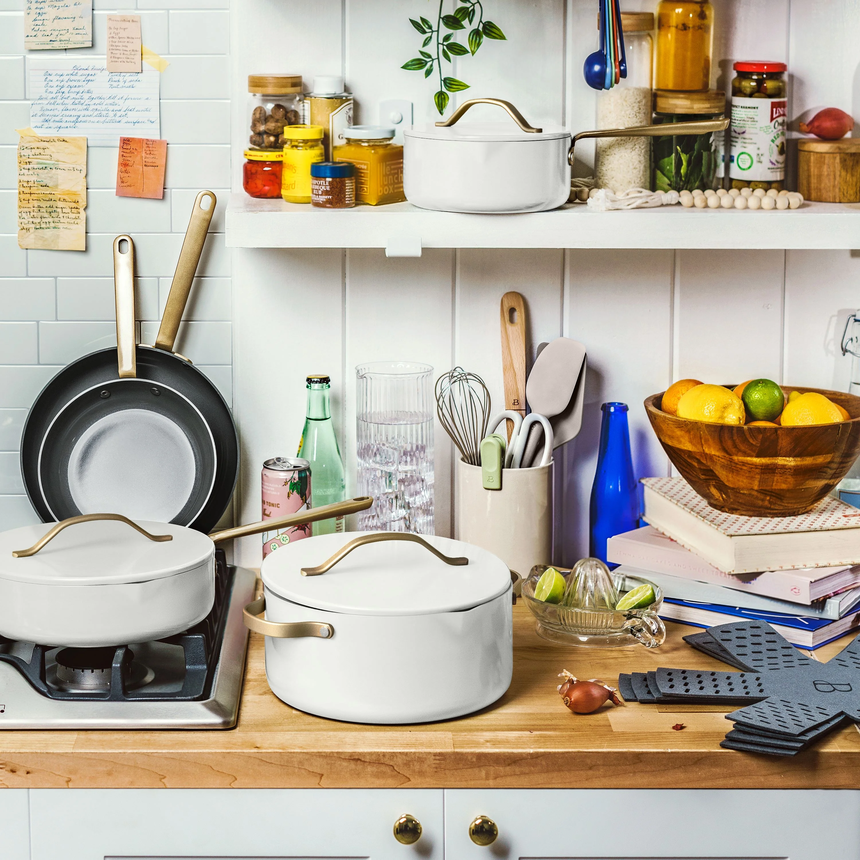 12pc Ceramic Non-Stick Cookware Set with Strainer Lids, White Icing by (White Icing) - Image 6