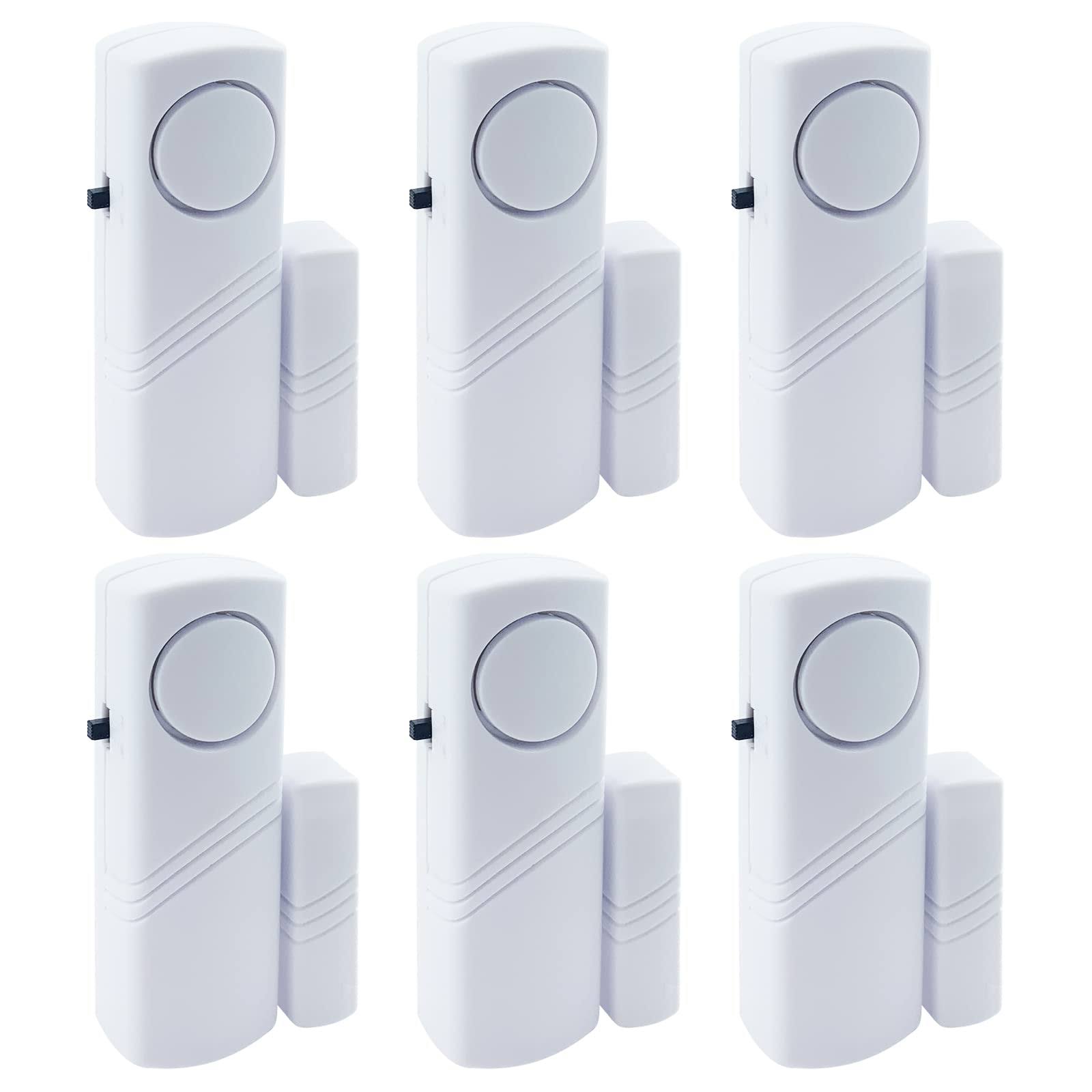 HIIXHC Door Window Alarm, 90dB Door Alarms for Kids Safety, Wireless Sensor Door Window Burglar Alarm-Window Pool Alarms for Home, 6 Pack