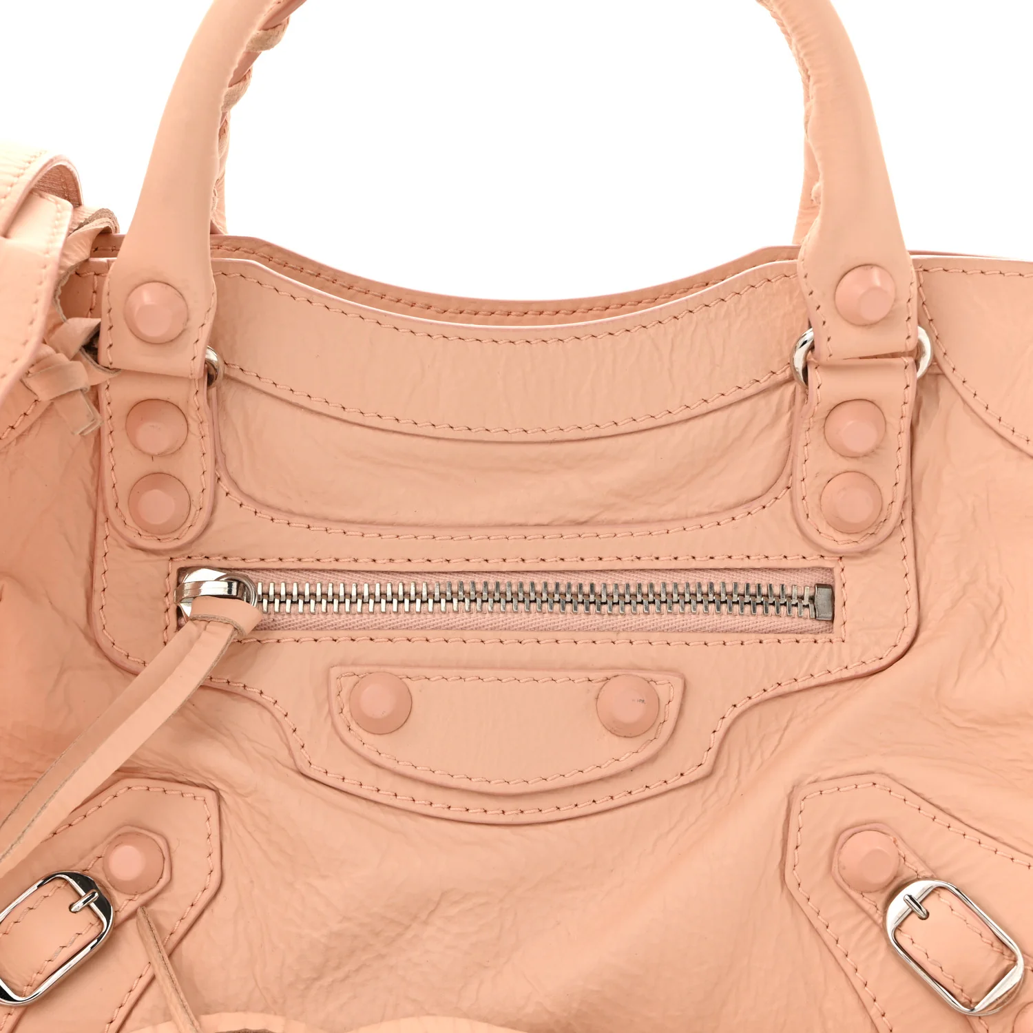Matte Goatskin Rubber Covered Classic Hardware Mini City Rose Poudre