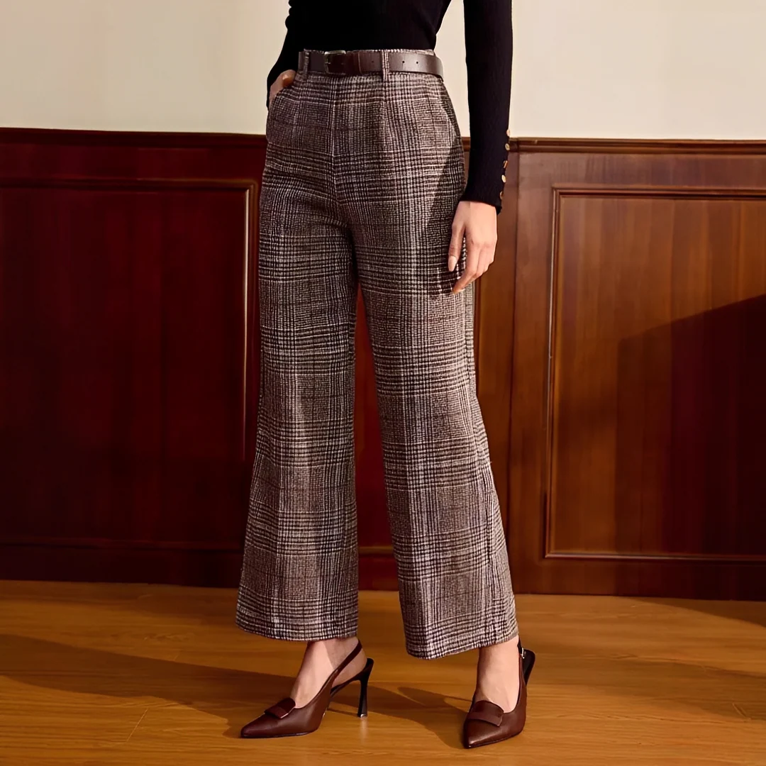 Christabel - Pantalon à Carreaux Taille Haute