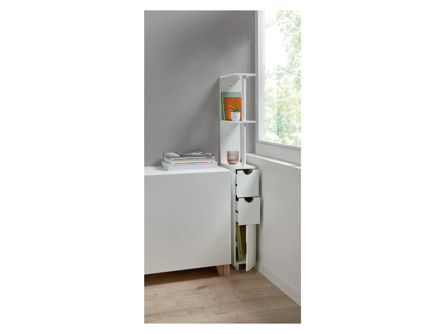 LIVARNO home Meuble de rangement troit, 15,2 x 136,5 x 33 cm, blanc