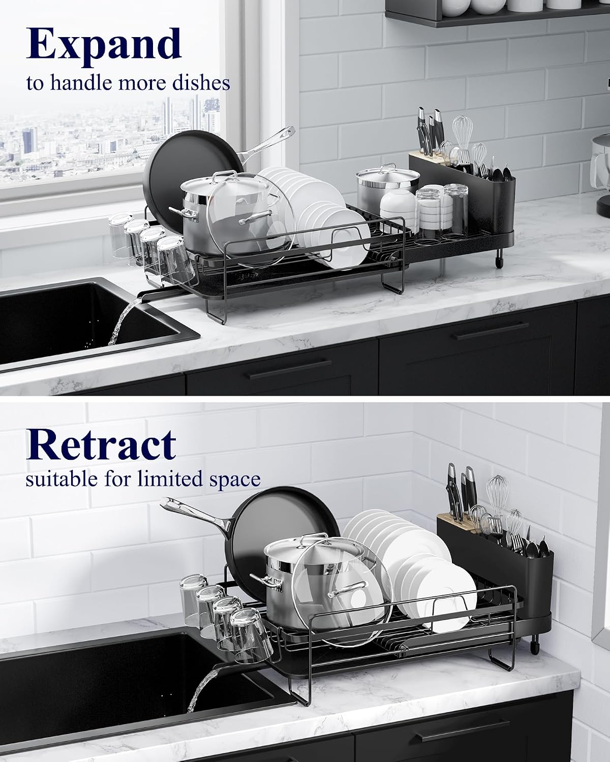 Kitsure Extendable Dish Drying Rack, 19.2