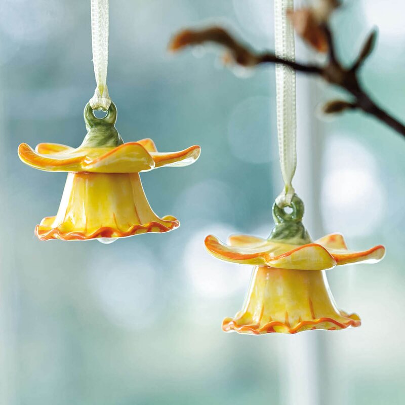 Gömma ornament blomsterklokker 2 stk gul