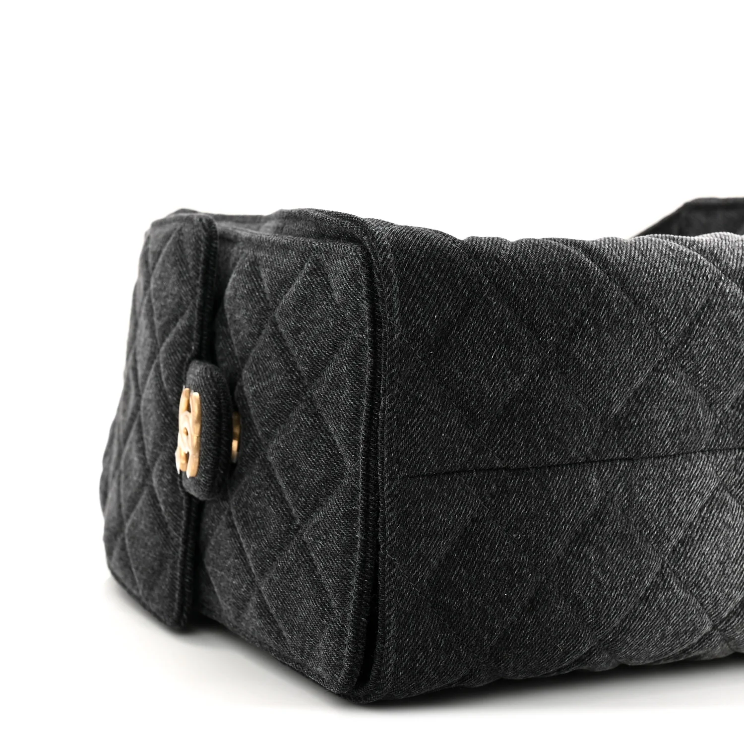Washed Denim Quilted Small Chanel 25 Handbag Black