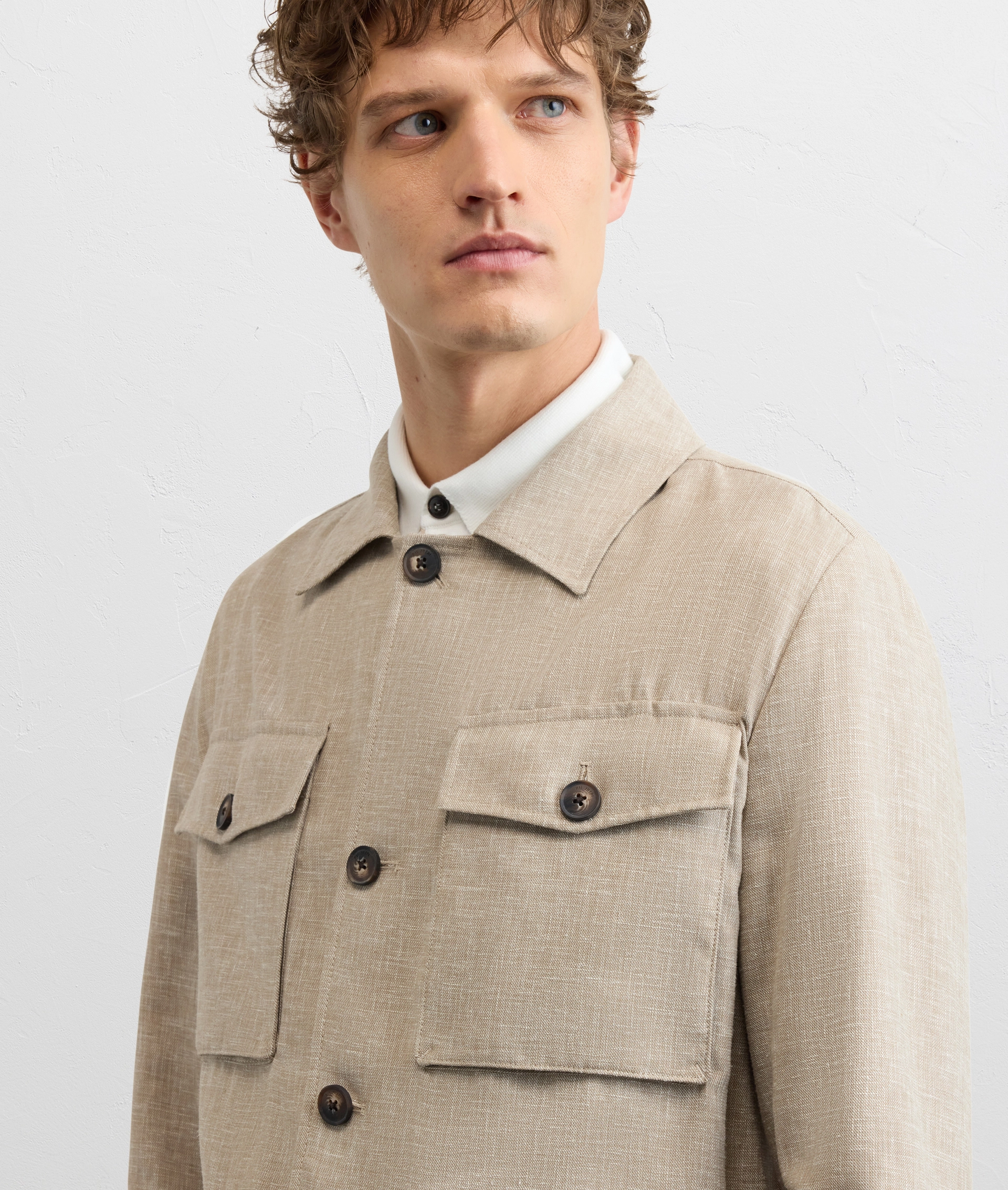 LIGHT BROWN VISCOSE FIELD JACKET