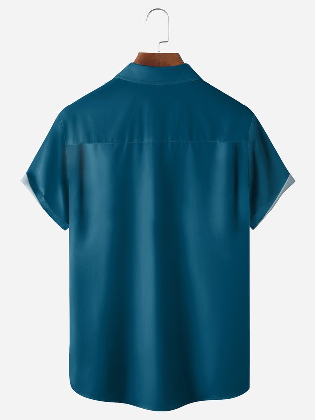 Chemise de bowling à manches courtes rayée avec poche poitrine