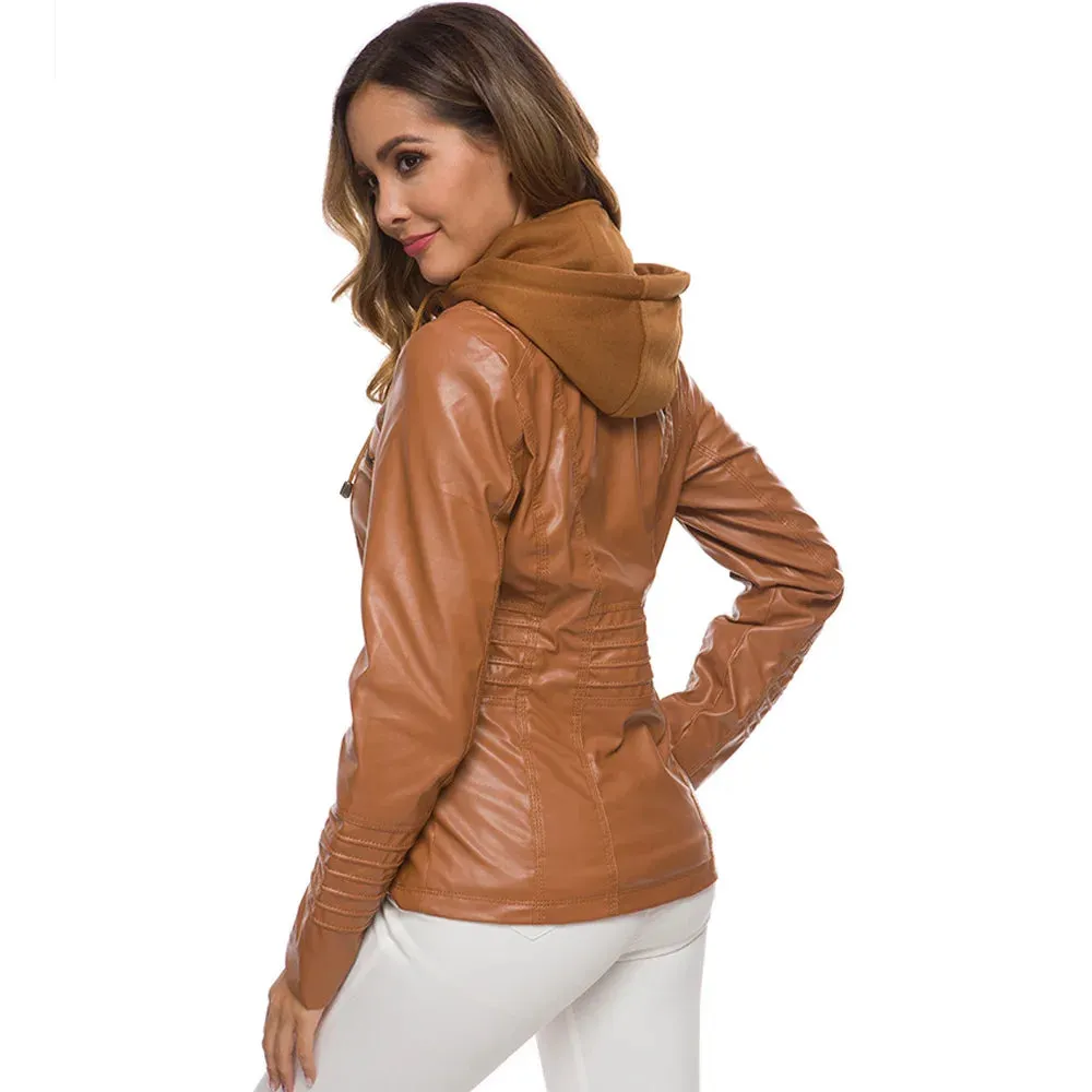 Sophie Paris I Veste en Similicuir avec Détails Zippés