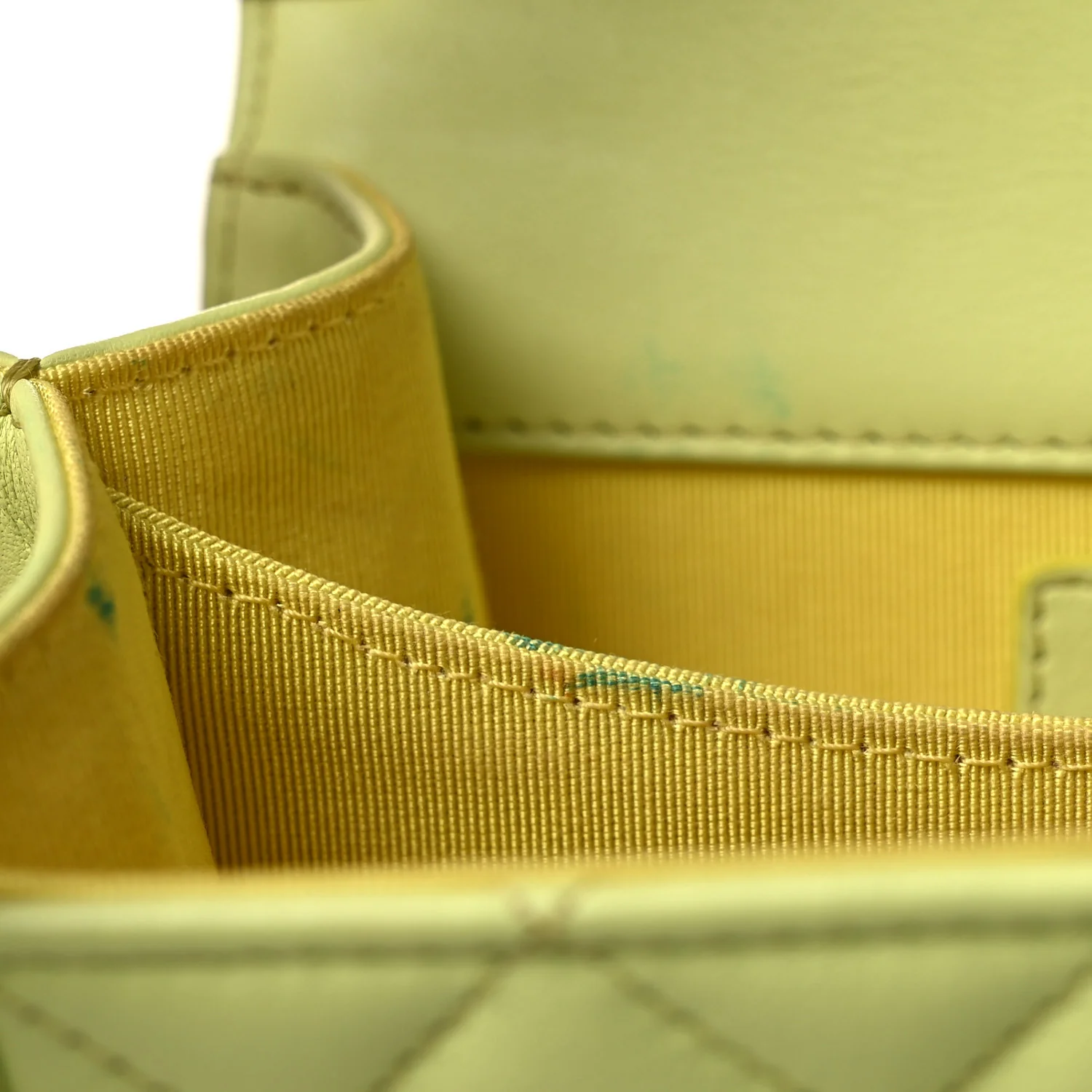 Calfskin Quilted North South Boy Flap Light Green